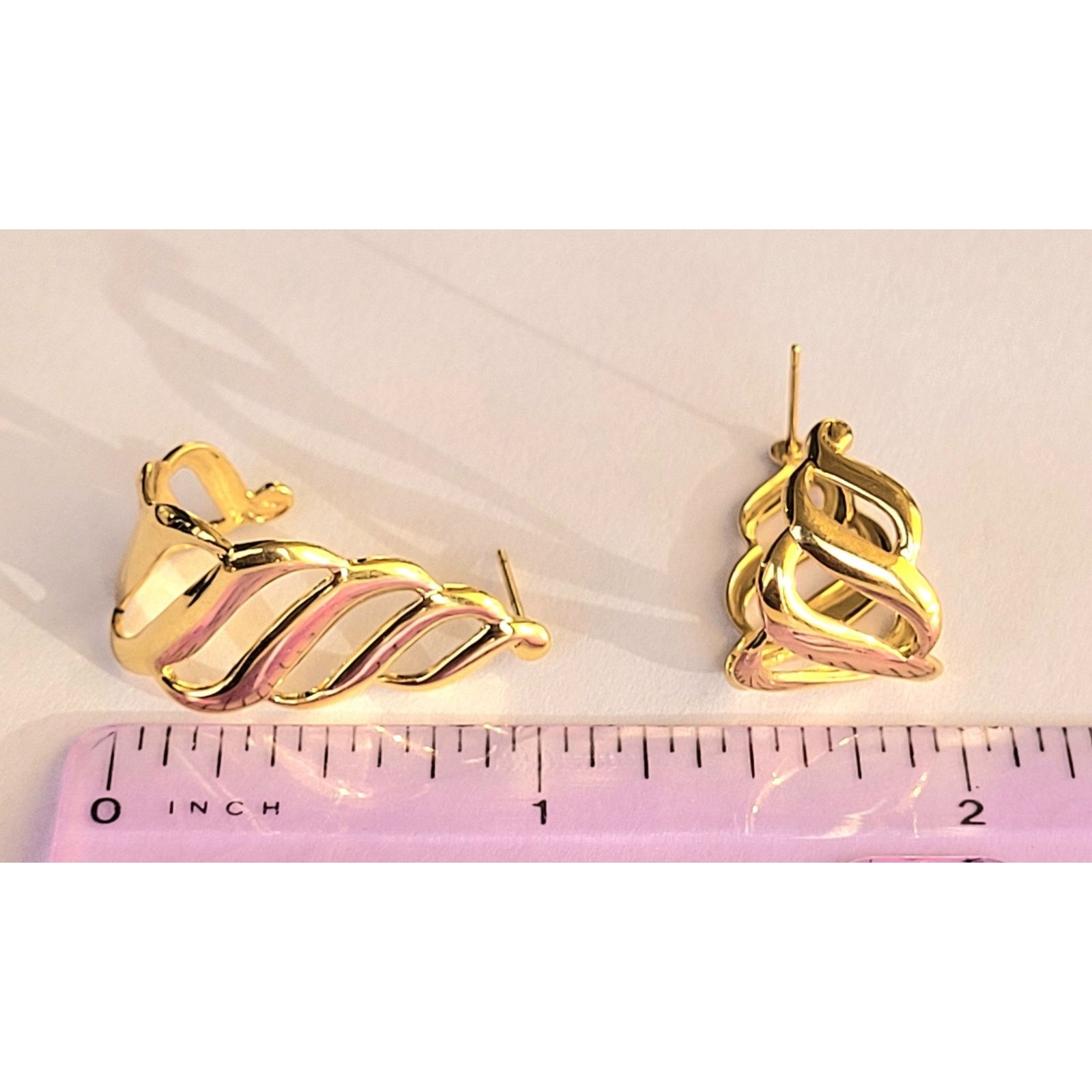 Monet 2 Pairs VTG Monet Gold Earrings Pierced Signed Size ONE SIZE - 5 Thumbnail