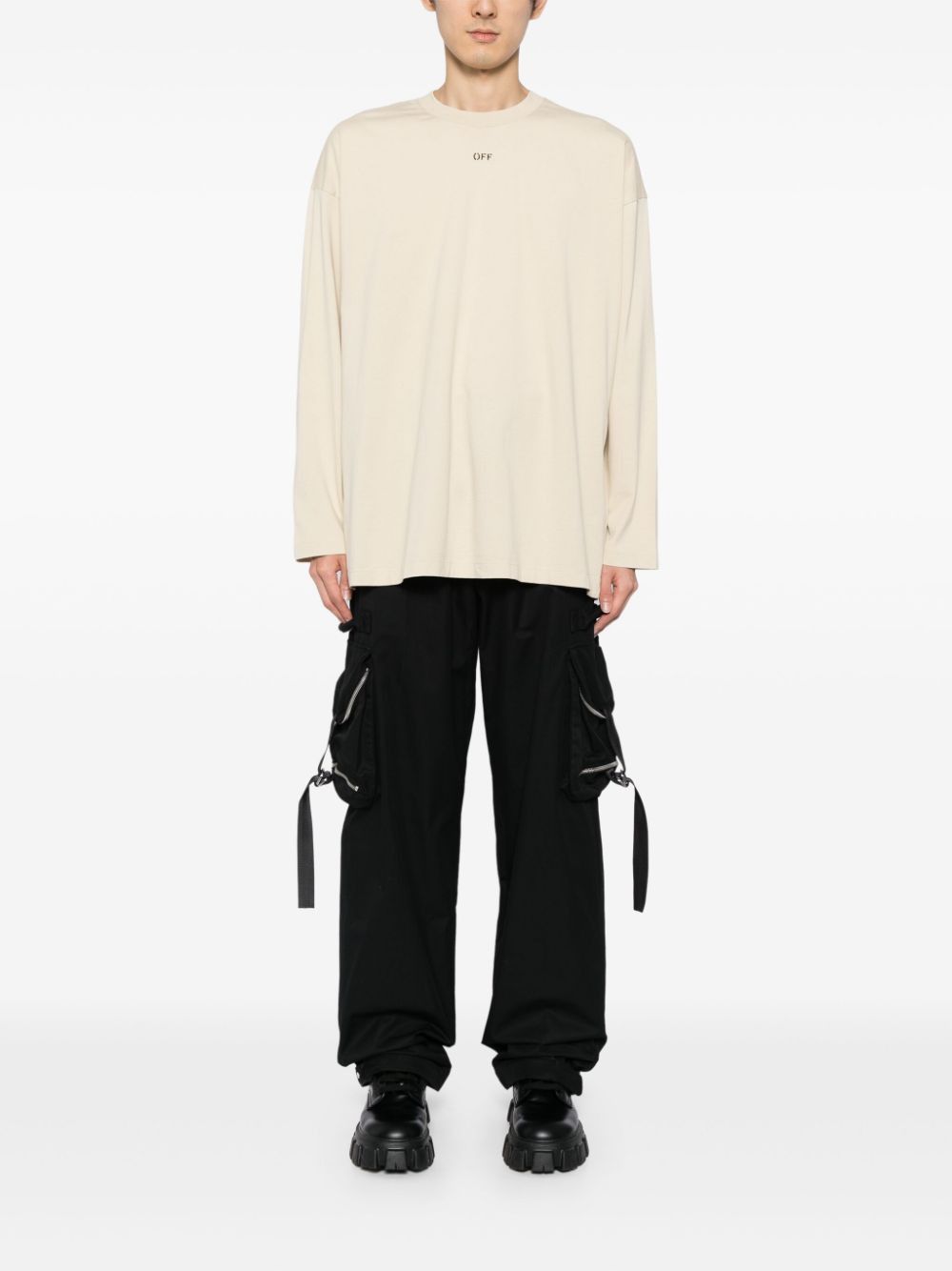 Off-White o1s22i1n1124 Oversized Long Sleeve T-Shirt in Beige Size US XL / EU 56 / 4 - 2 Thumbnail