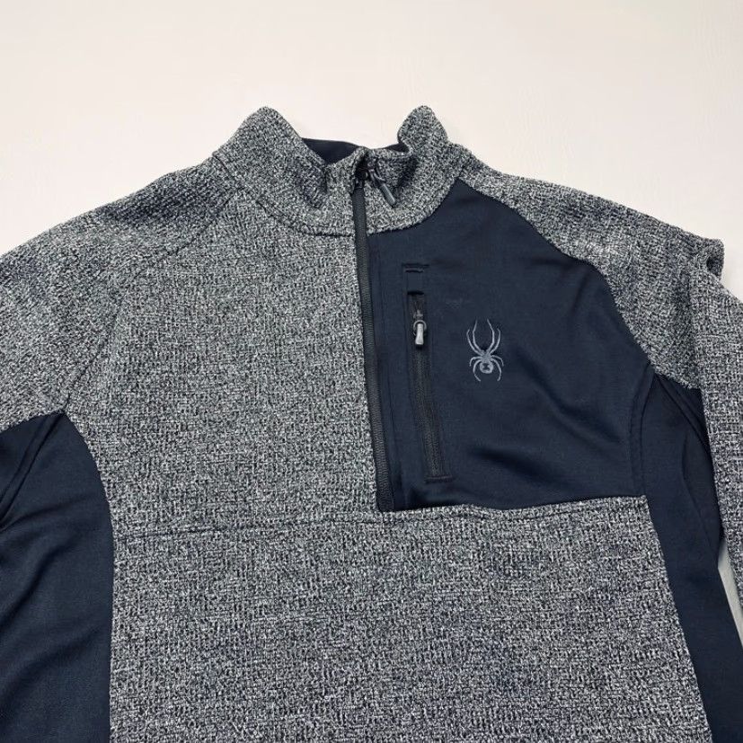 Spyder Spyder Jacket Shirt Mens Small Black Grey 1/2 Zip Zipped Pockets Short Stand-Up Collar Fleece Polyester Outdoor Walking Winter Fall Spring Regular Size US S / EU 44-46 / 1 - 5 Thumbnail