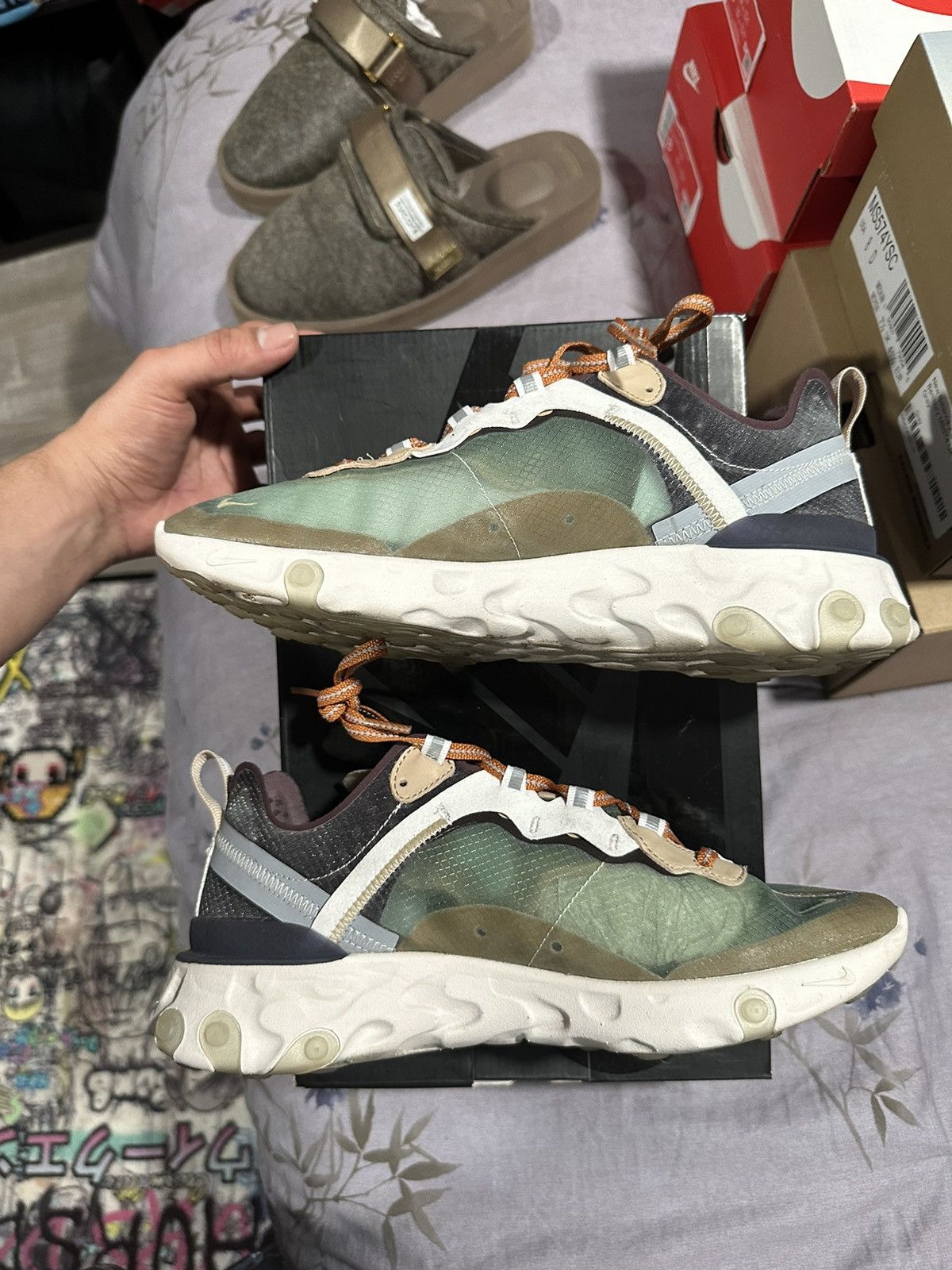 Nike react element 87 undercover green mist on feet sale