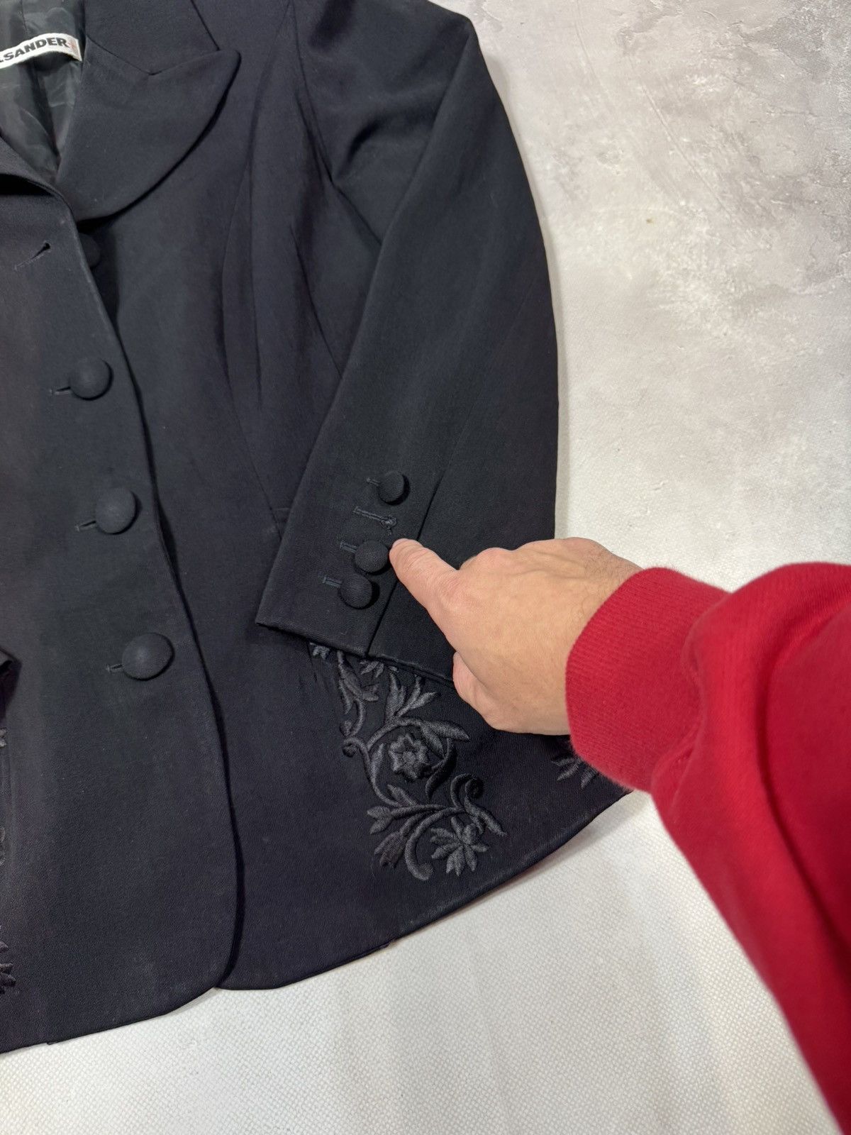 Jil Sander Vintage Jil Sander 80s Wool Embroidered Blazer West Germany Size XS / US 0-2 / IT 36-38 - 15 Thumbnail