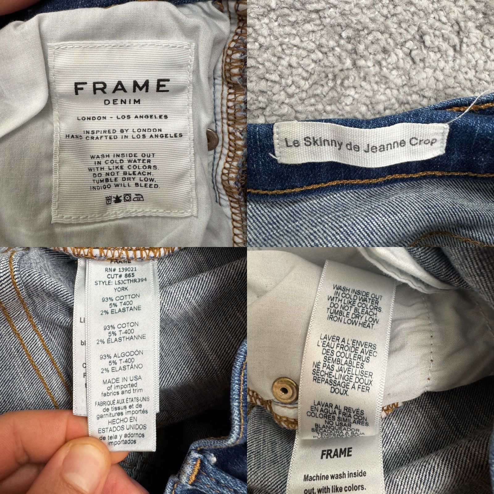 Frame Frame Le Skinny De Jeanne Crop Denim Jeans Womens 27 Work Wash Raw Frayed Hem Size 27" / US 4 / IT 40 - 8 Thumbnail