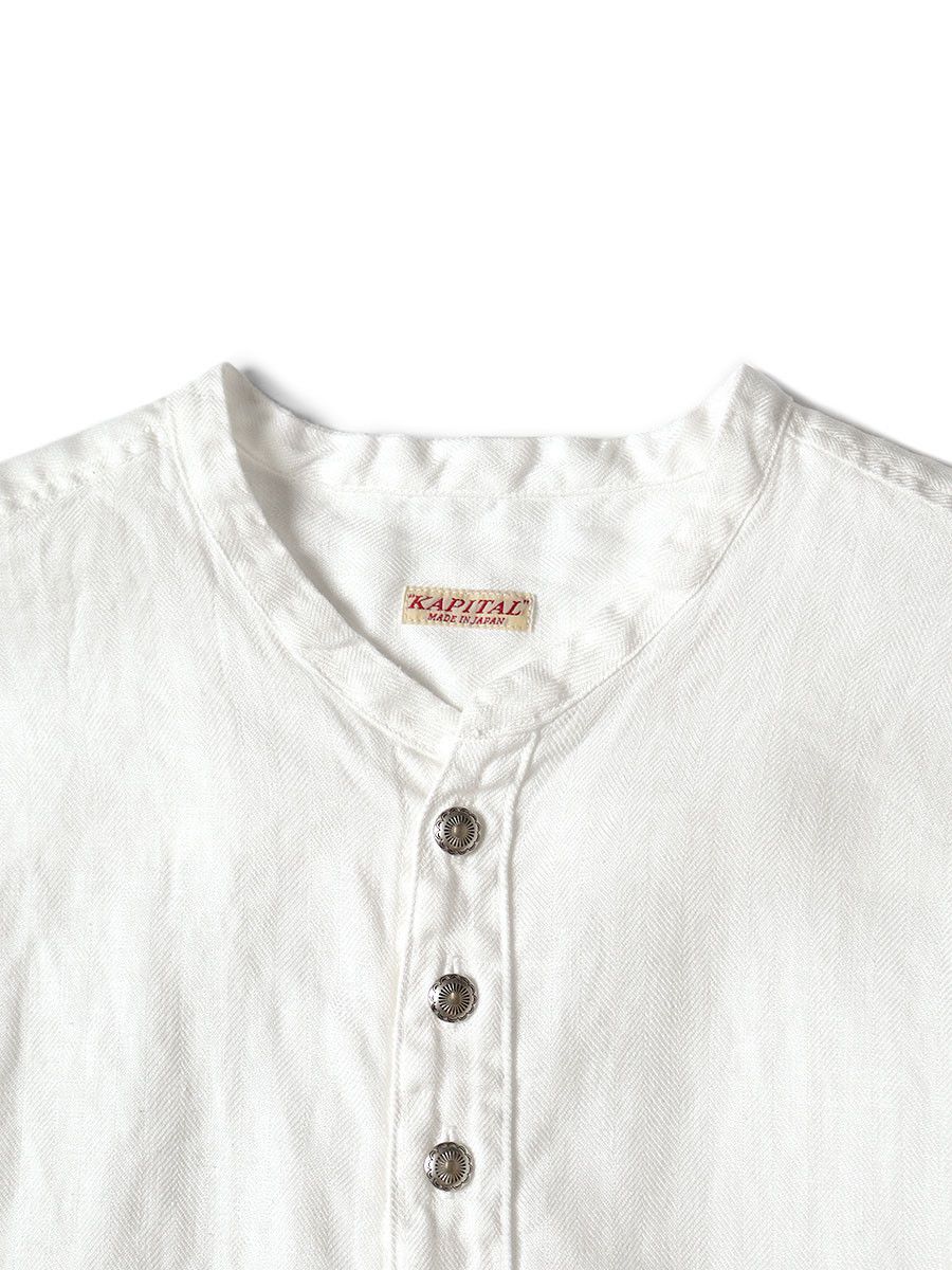 Kapital Gauze linen herringbone stand penny shirt Size US XL / EU 56 / 4 - 3 Thumbnail