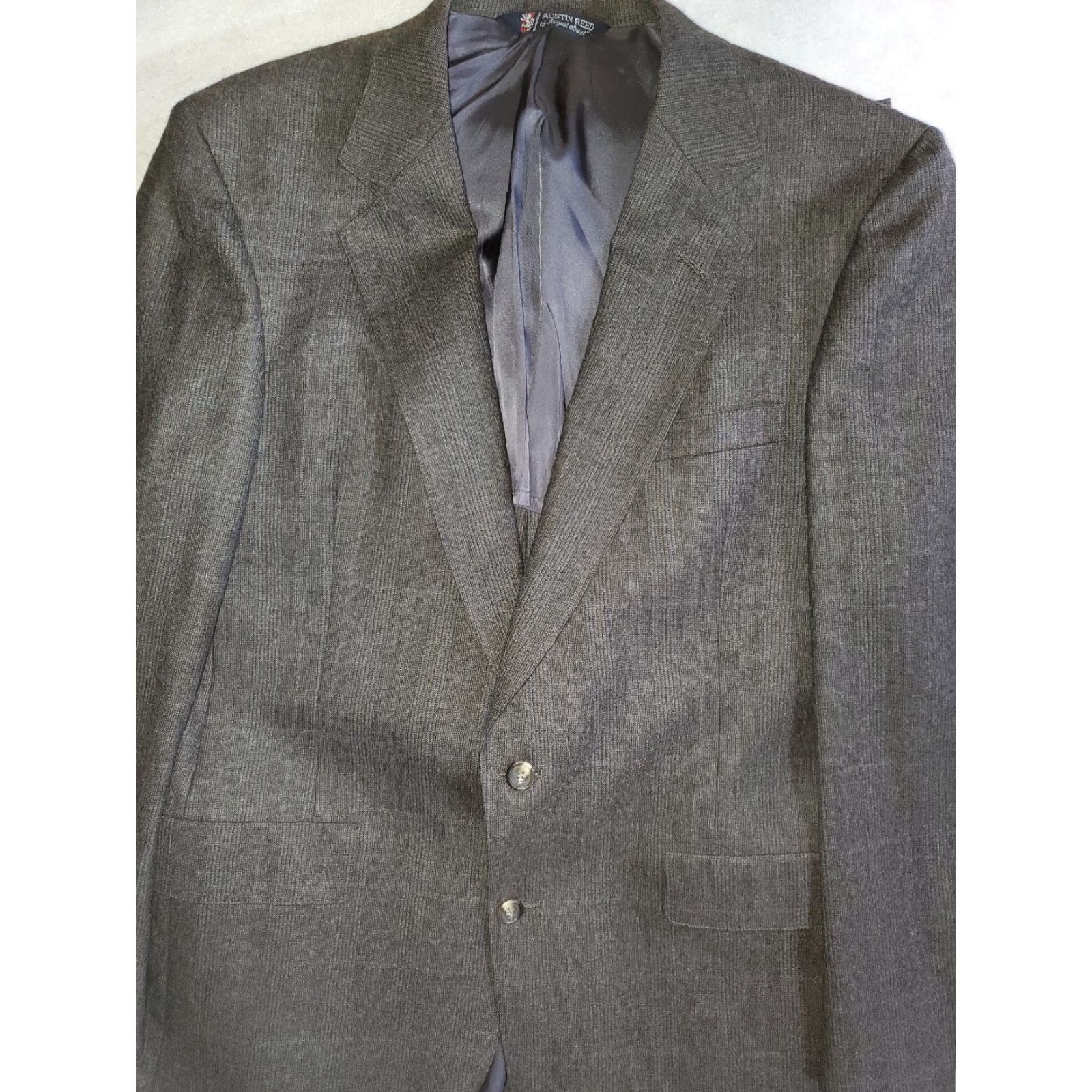 Vintage VINTAGE Austin Reed Signature 2 Piece Suit Mens Sz 42R 36x32 Pleated Gray Check Wool 2 Piece Blazer Classic Suit Mens Size 42R - 2 Thumbnail