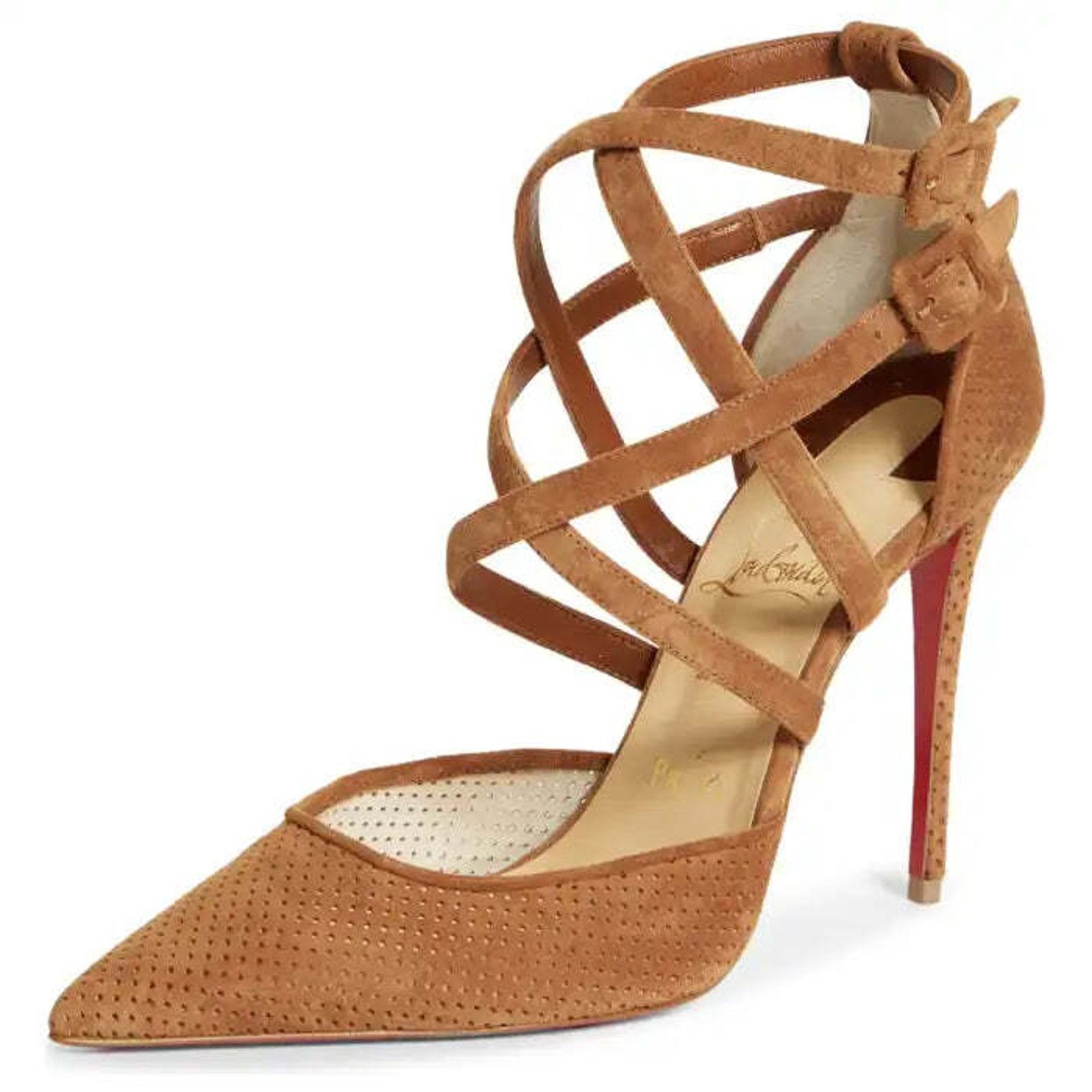 Christian Louboutin Victorilla 100 Biscotto Brown Strappy Sandal Heel Pump 42 Size US 12 / IT 42 - 1 Thumbnail