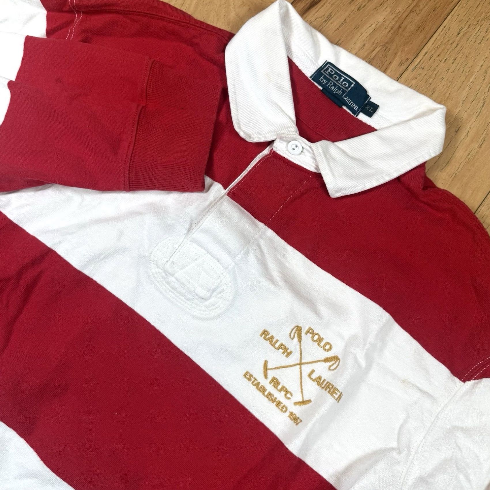 Ralph Lauren VINTAGE Polo Ralph Lauren Rugby Jersey PRLC Club Mens XL Red White Stripe Clubs 1967 Rugby Mens XL Red White Stripe Polo Ralph Lauren Shirt Size US XL / EU 56 / 4 - 2 Thumbnail