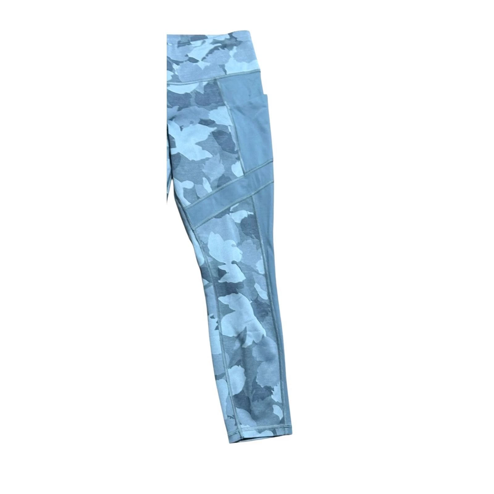Athleta VINTAGE? Athleta Gray Camo Sz Large Workout Tight Powerlift Leggings Zipper Stash Pockets Size 36" / US 14 / IT 50 - 4 Thumbnail