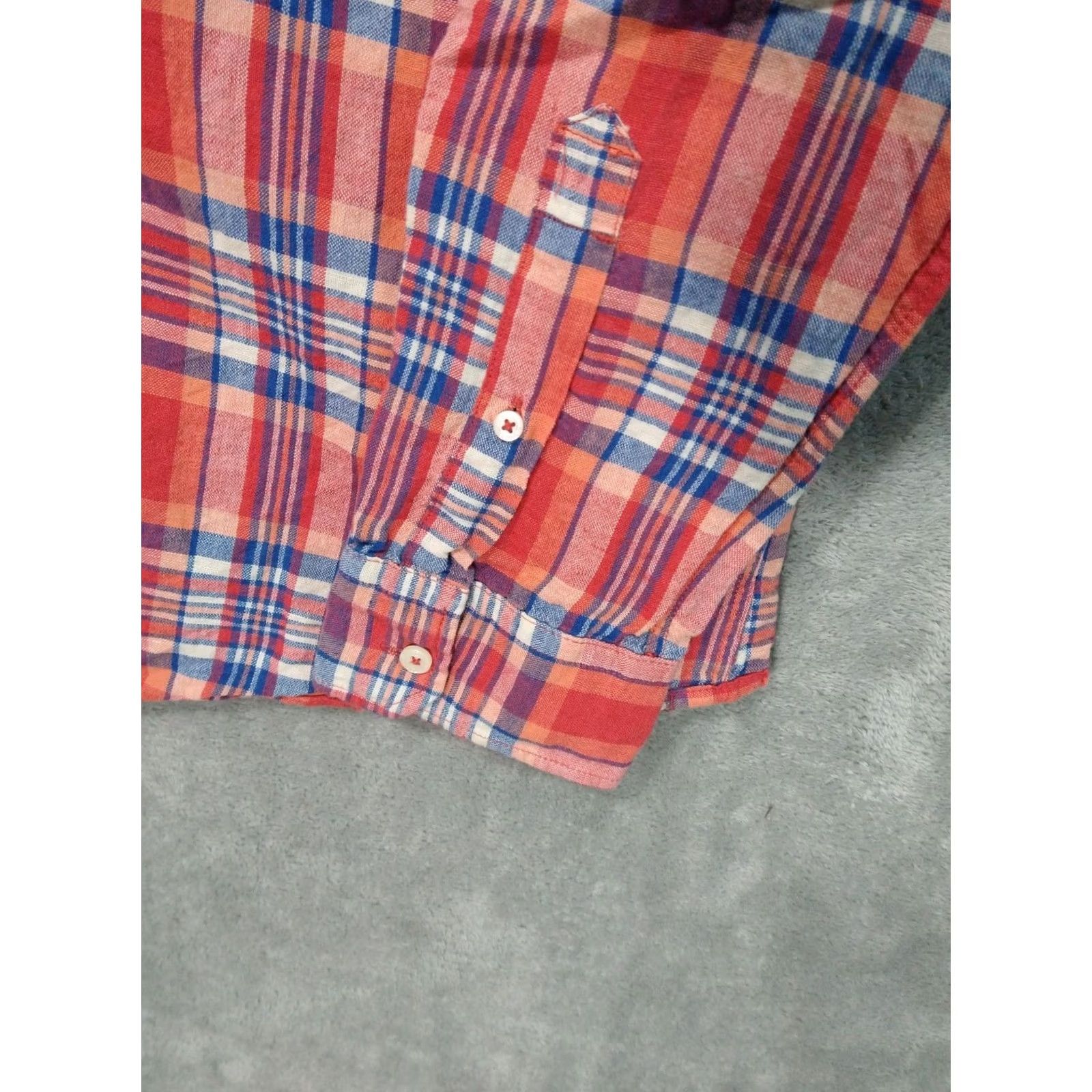 American Eagle Outfitters American Eagle Outfitters Shirt Mens XL Orange Plaid Linen Blend Long Sleeve Classic Fit Size US XL / EU 56 / 4 - 3 Thumbnail