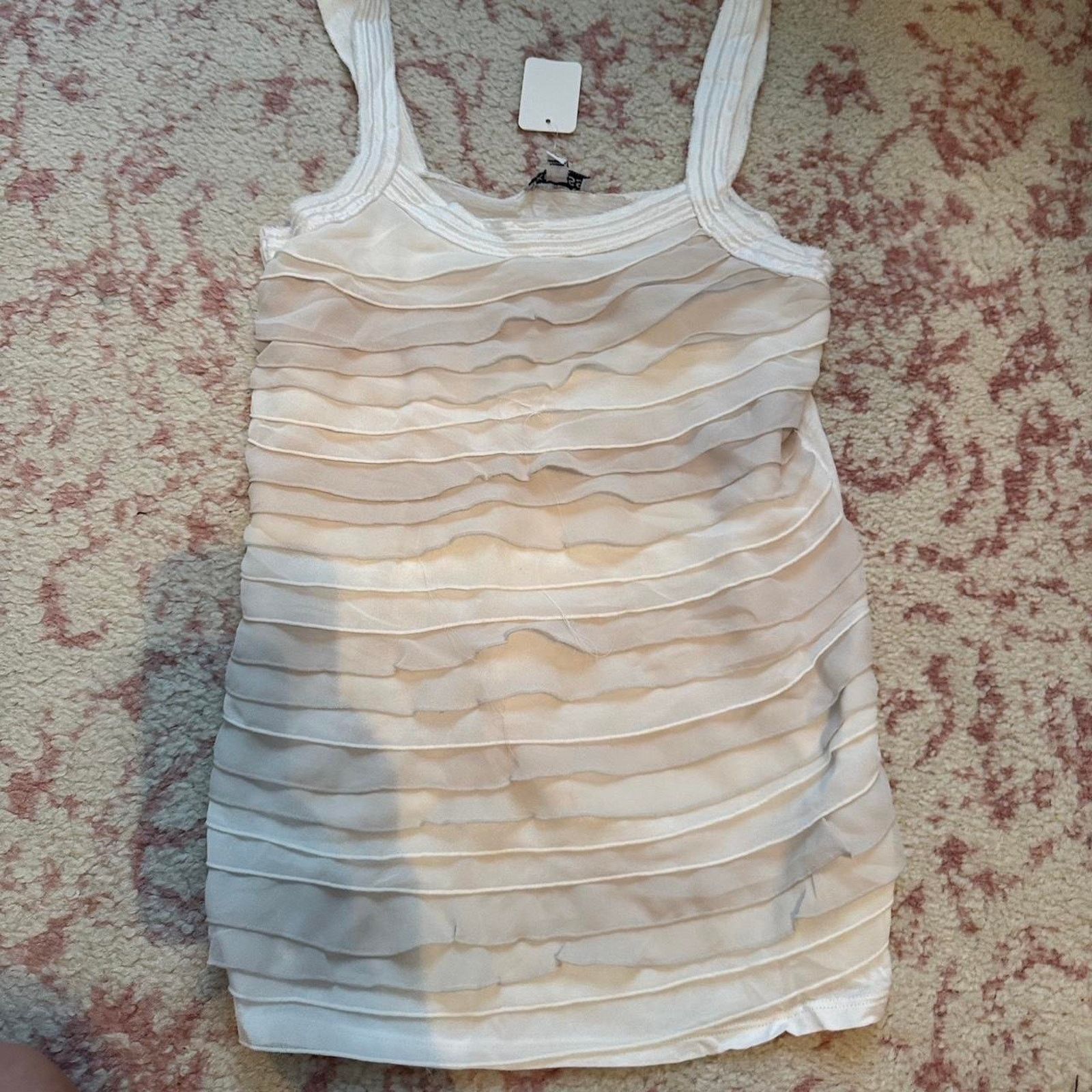 Express Pastel pink mauve and white silk ruffle tank top Size XS / US 0-2 / IT 36-38 - 2 Thumbnail