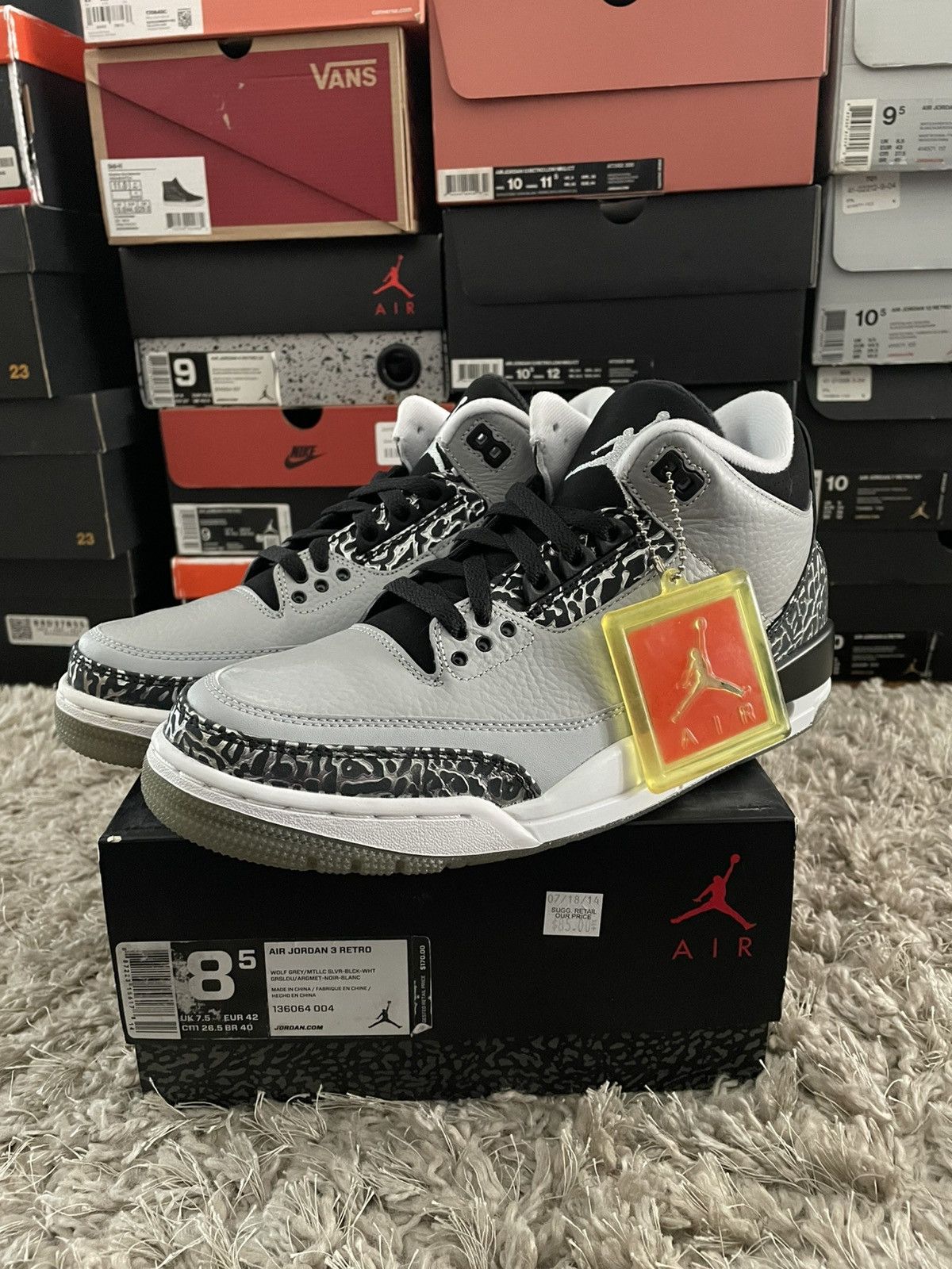 Jordan Brand Jordan 3 Wolf Grey Size US 8.5 / EU 41-42 - 1 Thumbnail