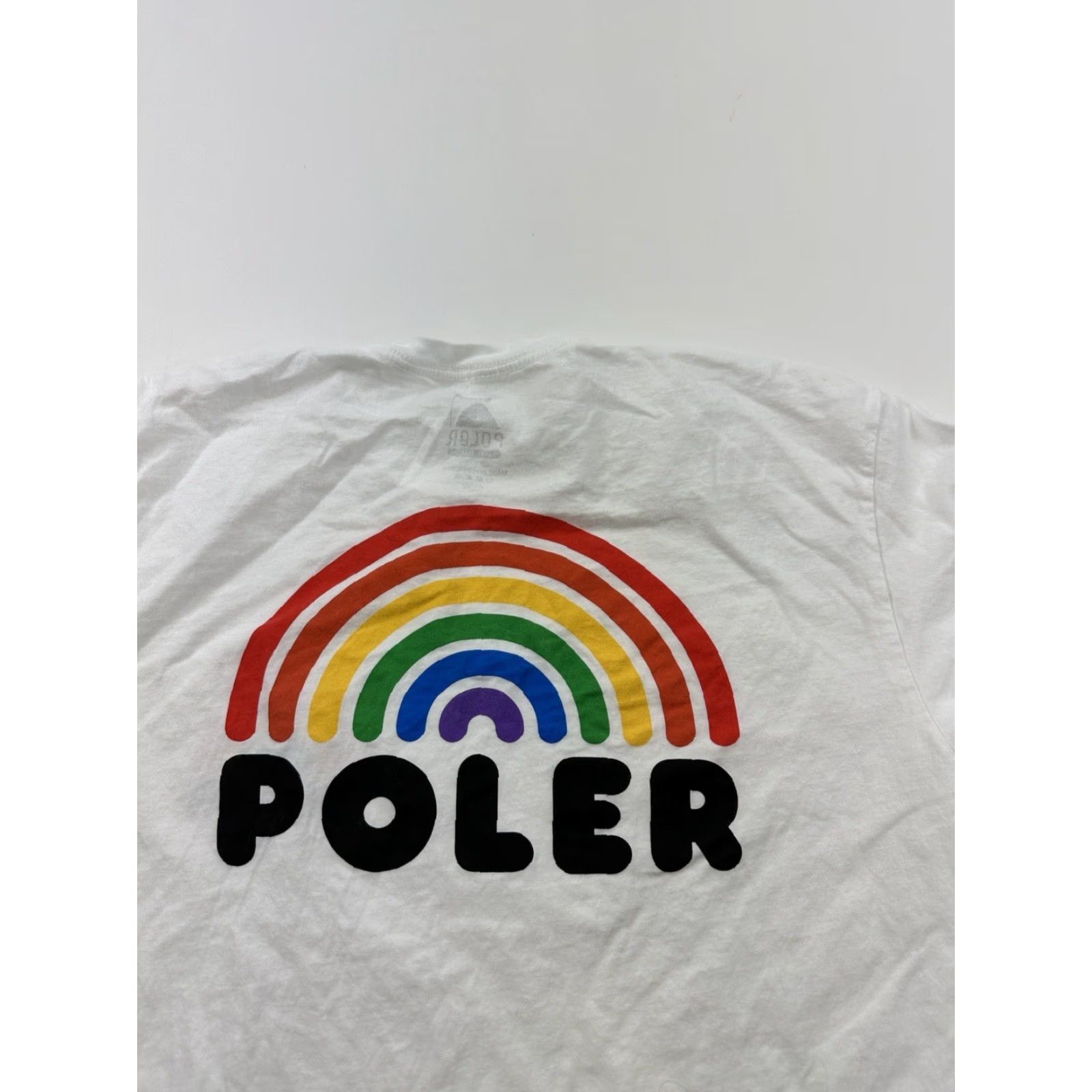 Poler VINTAGE Poler Shirt Men L White Rainbow Print Short Sleeve Camp Vibes Size US L / EU 52-54 / 3 - 6 Thumbnail