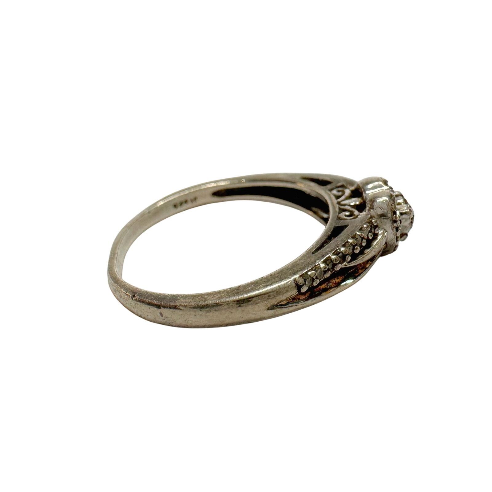 Other Pretty Sterling Silver Heart Ring with White Gemstones Sz 8 Size ONE SIZE - 5 Thumbnail