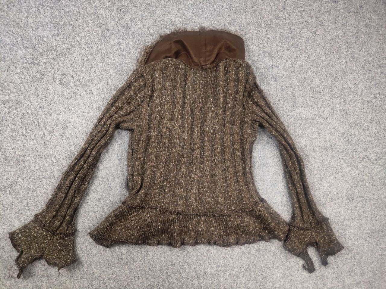 If Six Was Nine Zone Bleue vintage Y2K Brown Knit Sweater ruffle sleeves LGB Size M / US 6-8 / IT 42-44 - 10 Thumbnail