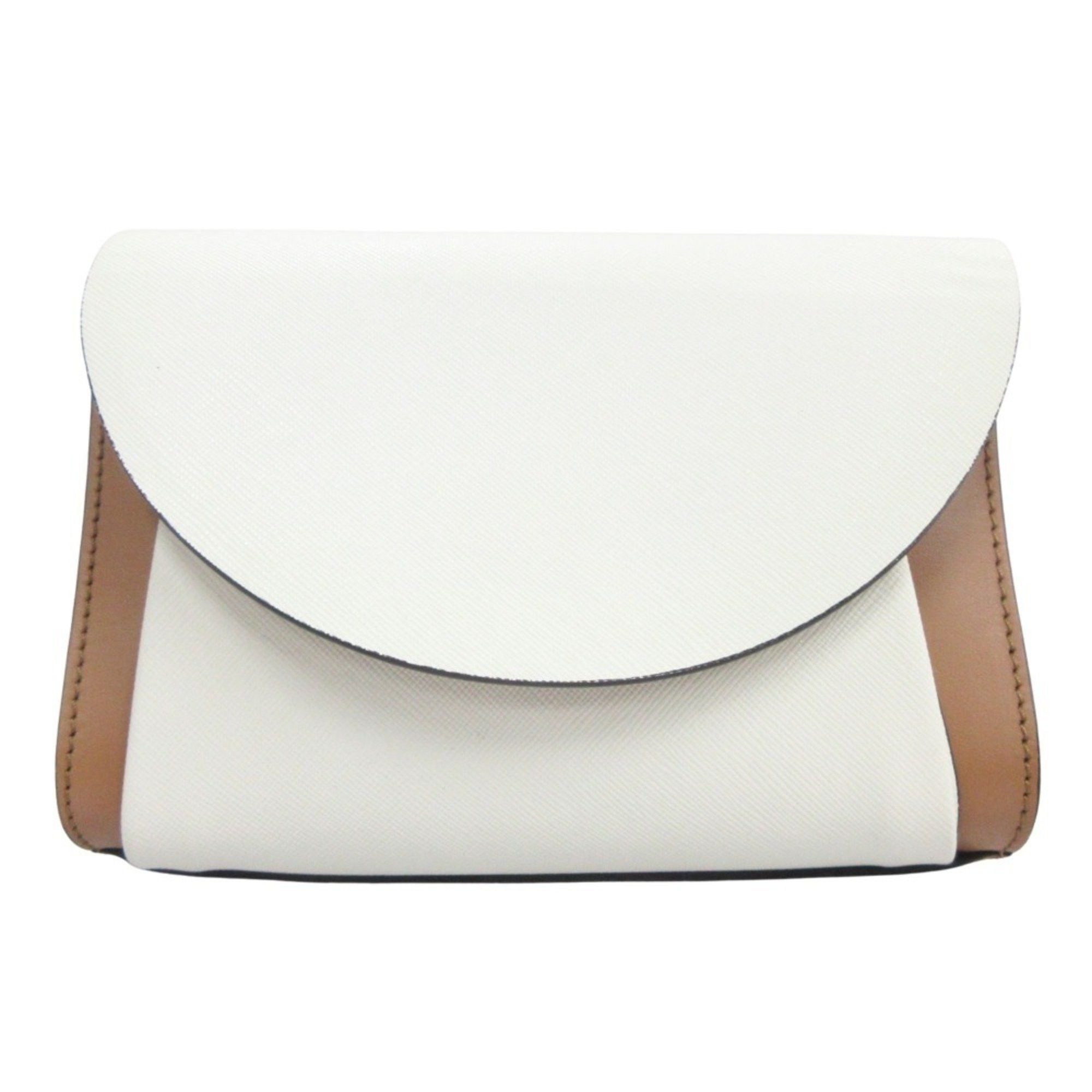 MARNI Leather 2way Waist Pouch Shoulder Body Bag White Brown Women's
