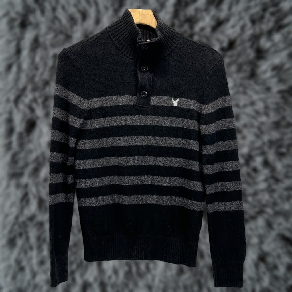 American Eagle Outfitters VINTAGE American Eagle Striped Sweater Shirt Men’s Black 1/4 Zip Size Small Buttoned Pullover Size US S / EU 44-46 / 1 - 1 Thumbnail