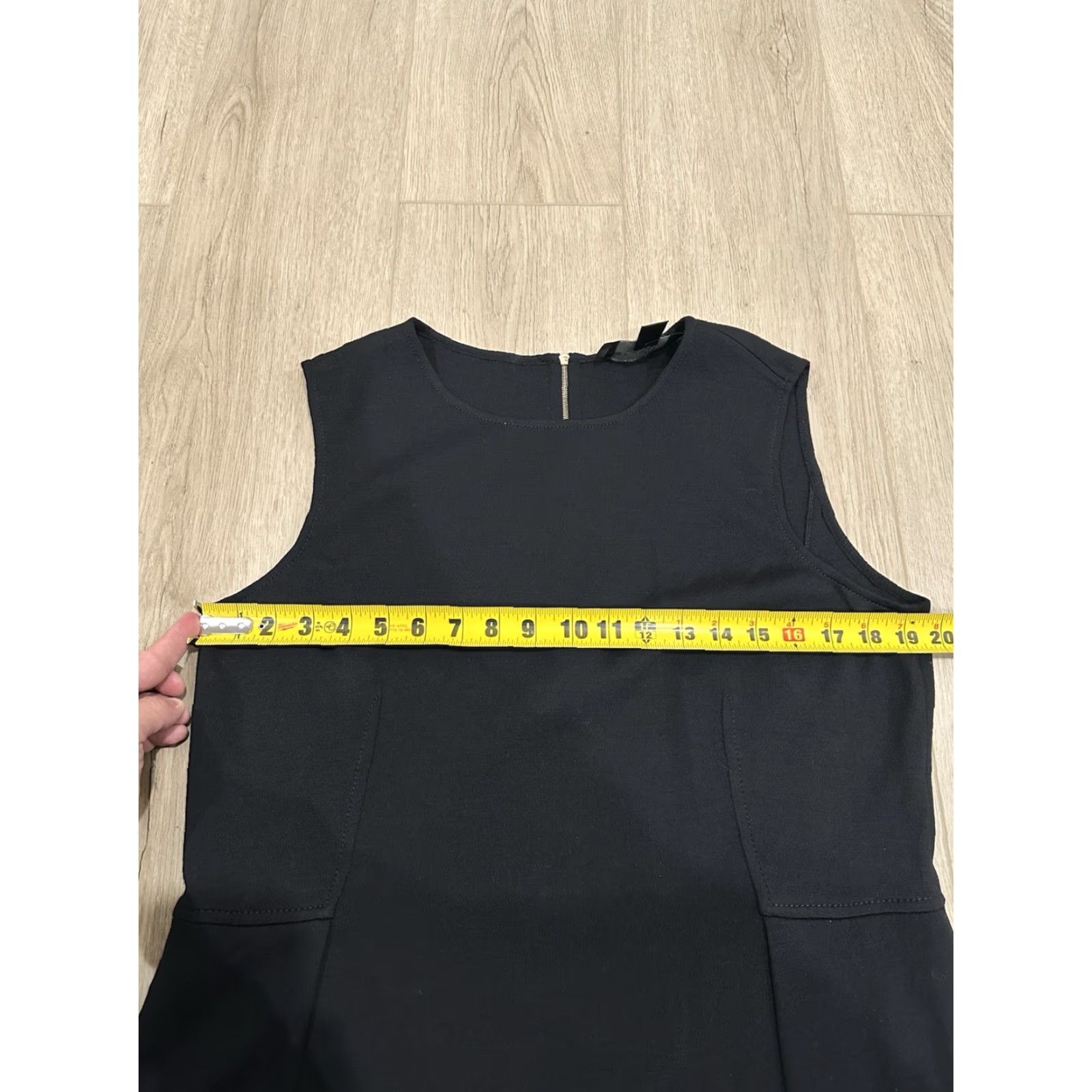 St. John ST. JOHN CAVIAR Exposed Back Zipper Sleeveless Black Midi Shift Dress Pockets 12 Size XL / US 12-14 / IT 48-50 - 7 Thumbnail
