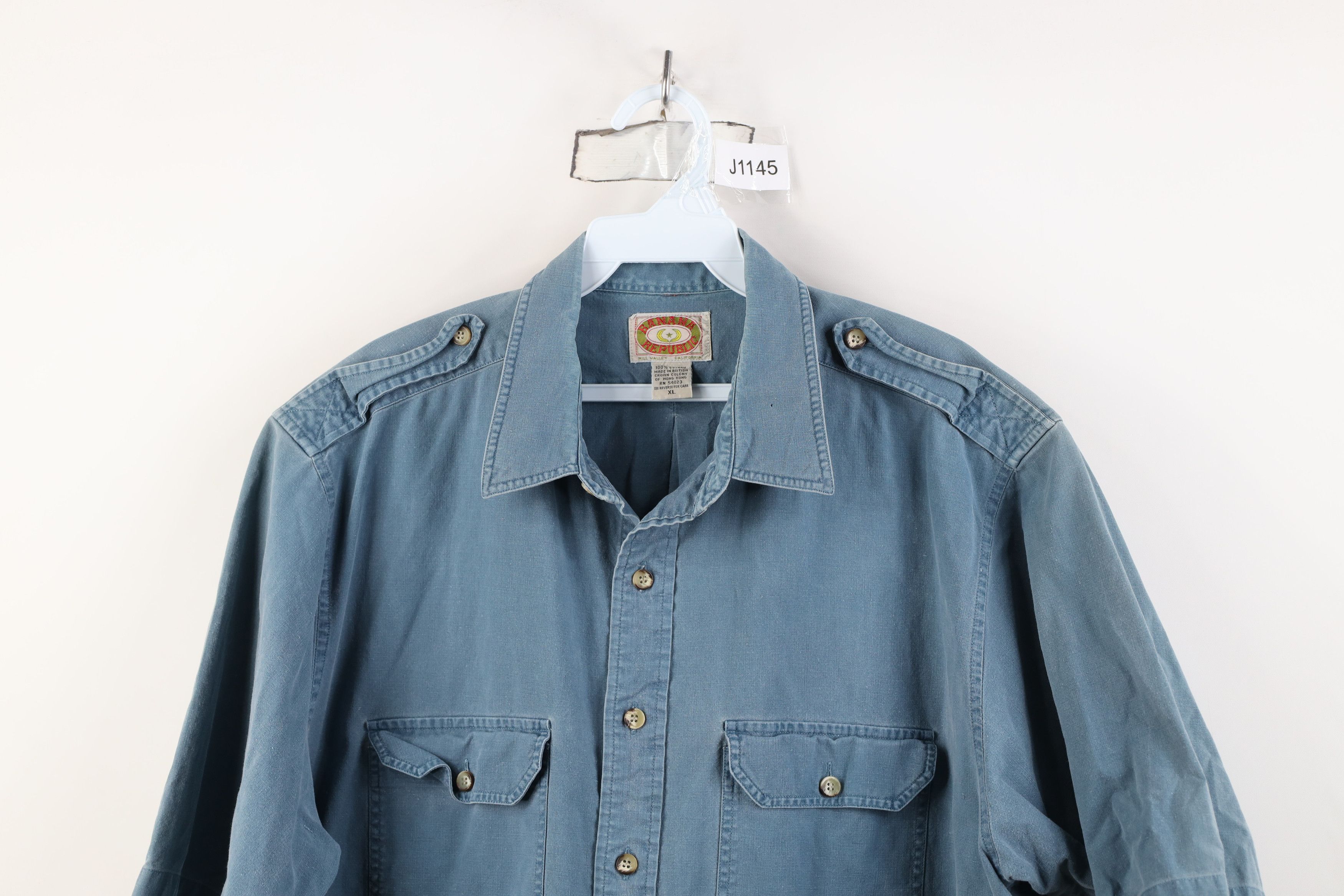 Banana Republic Vintage 80s Banana Republic Stonewash Safari Button Shirt Size US XL / EU 56 / 4 - 2 Thumbnail