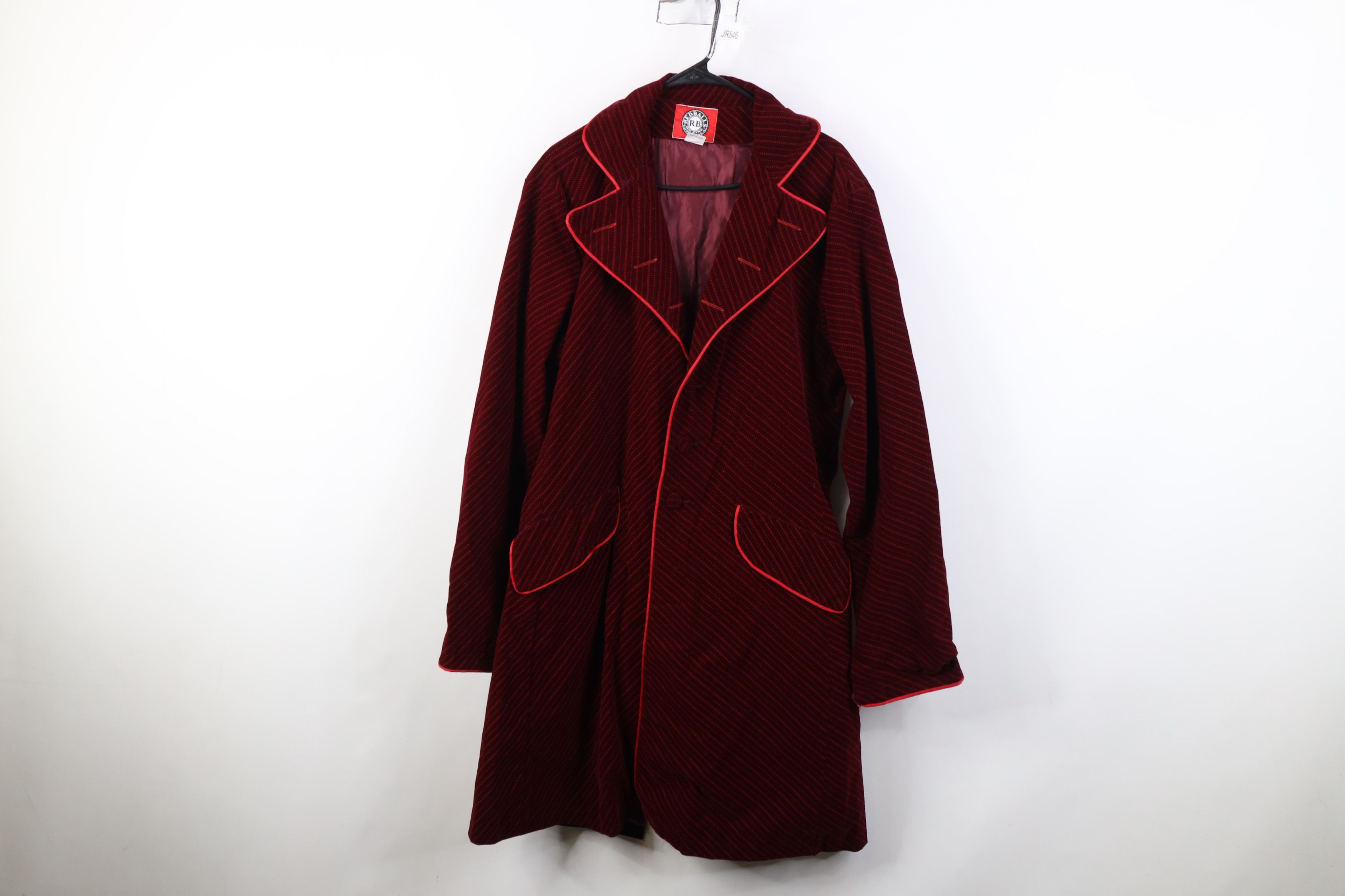 Vintage Vintage 90s Y2K Red Balls On Fire Velour Wonka Trench Coat Size US L / EU 52-54 / 3 - 1 Thumbnail