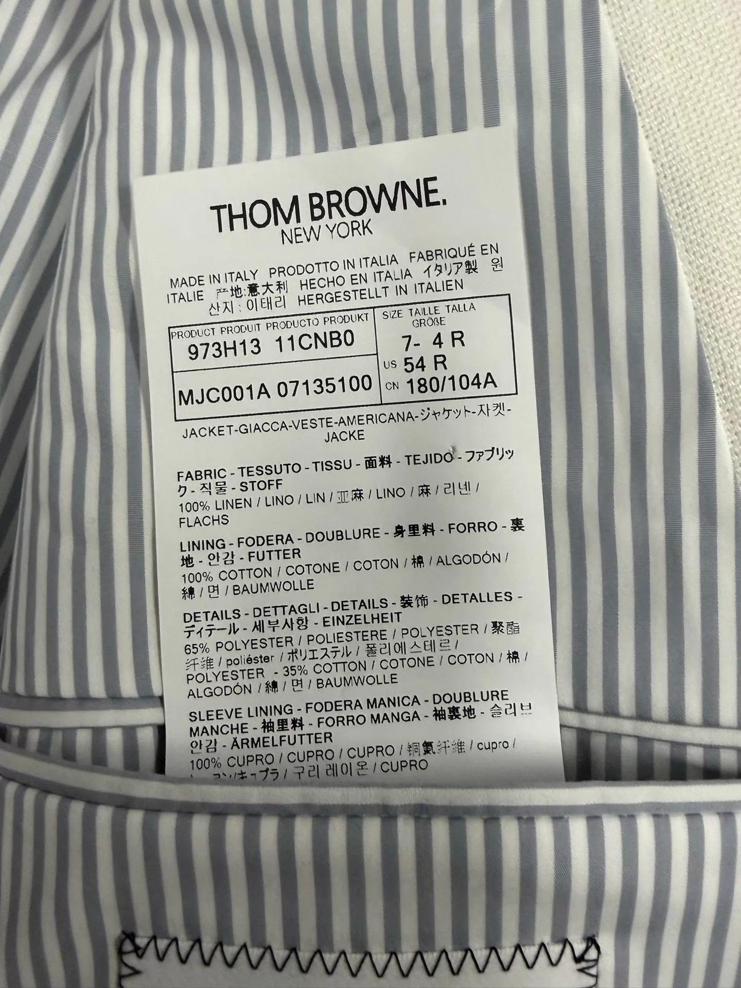Thom Browne Thom Browne Men's White Linen 4-Bar Blazer Size US XL / EU 56 / 4 - 6 Thumbnail