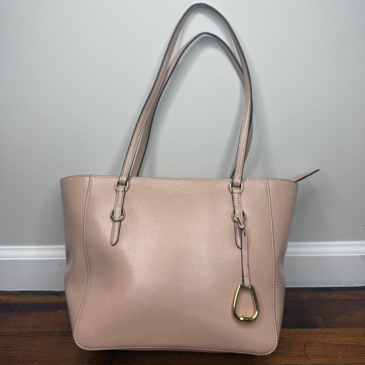 Polo Ralph Lauren Lauren Ralph Lauren Pale Blush Leather Tote with Gold Size ONE SIZE - 1 Thumbnail