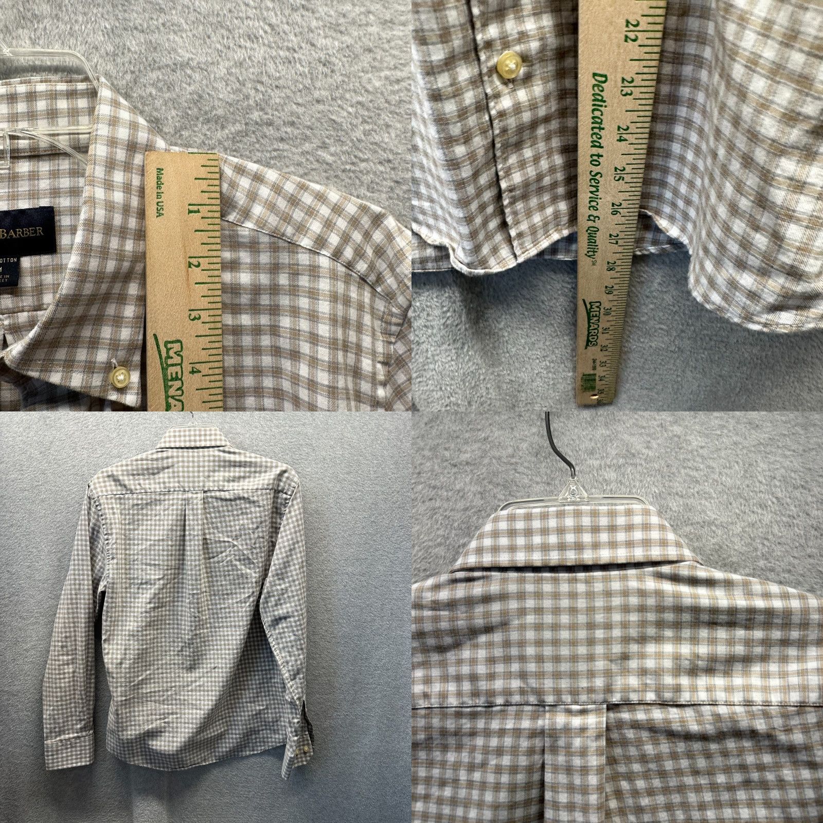 Vintage Scott Barber Shirt Adult Medium Brown White Casual Button Up Cotton Mens Shirt Size US M / EU 48-50 / 2 - 8 Thumbnail