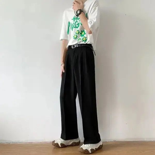 Black Baggy Straight Leg Pants