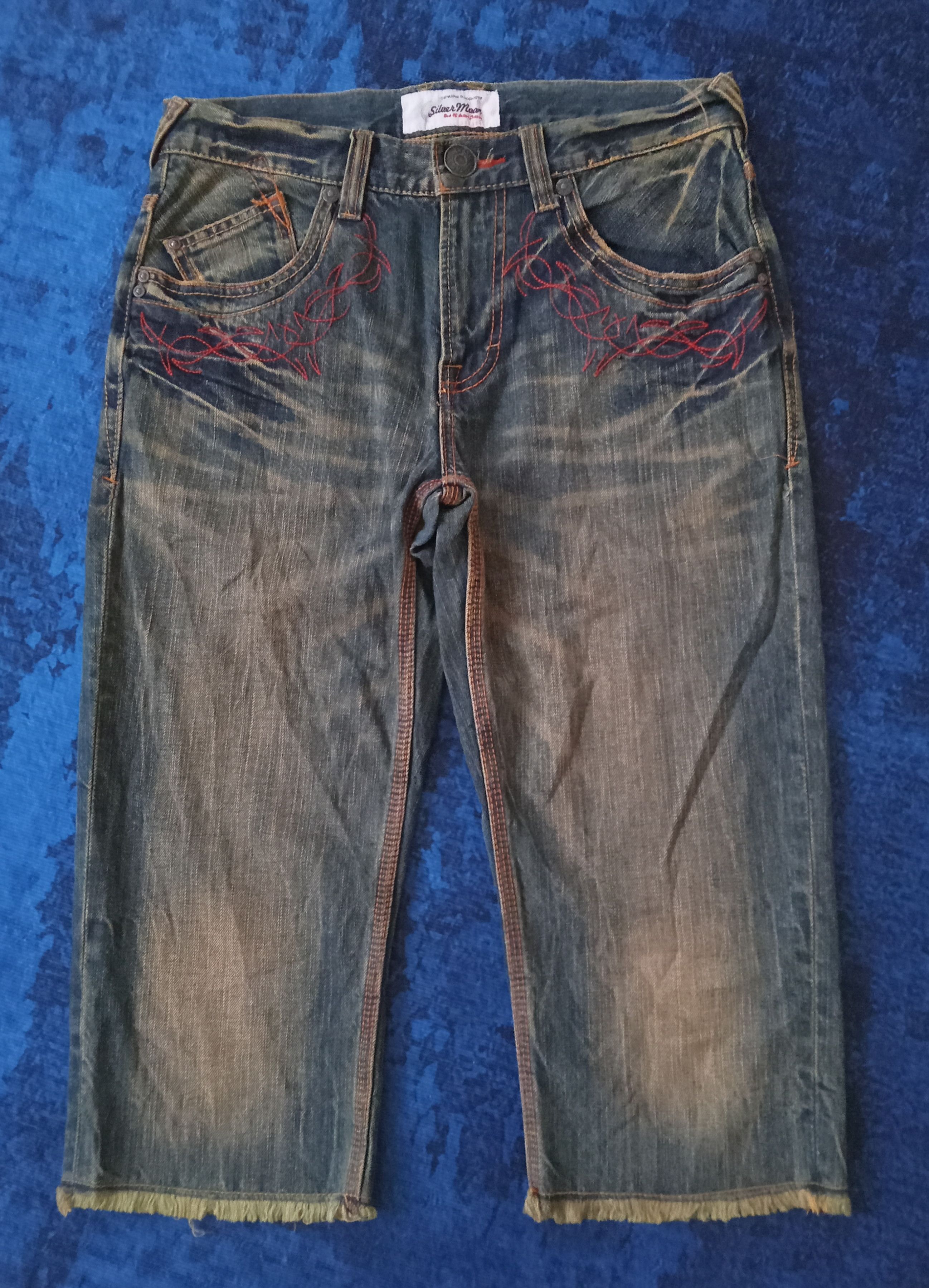 Japanese Brand Silver Moon Rusty Colour Design Shorts Jorts Jeans Size US 31 - 1 Thumbnail