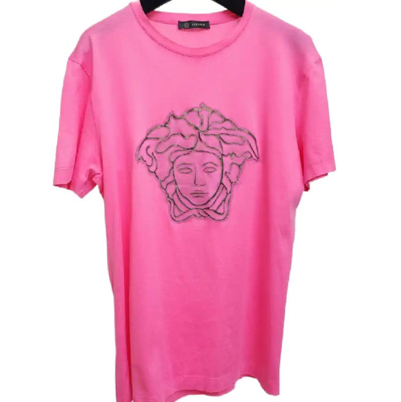 Versace Versace Pink Cotton Logo T-Shirt for Women 0089 Size S / US 4 / IT 40 - 1 Thumbnail