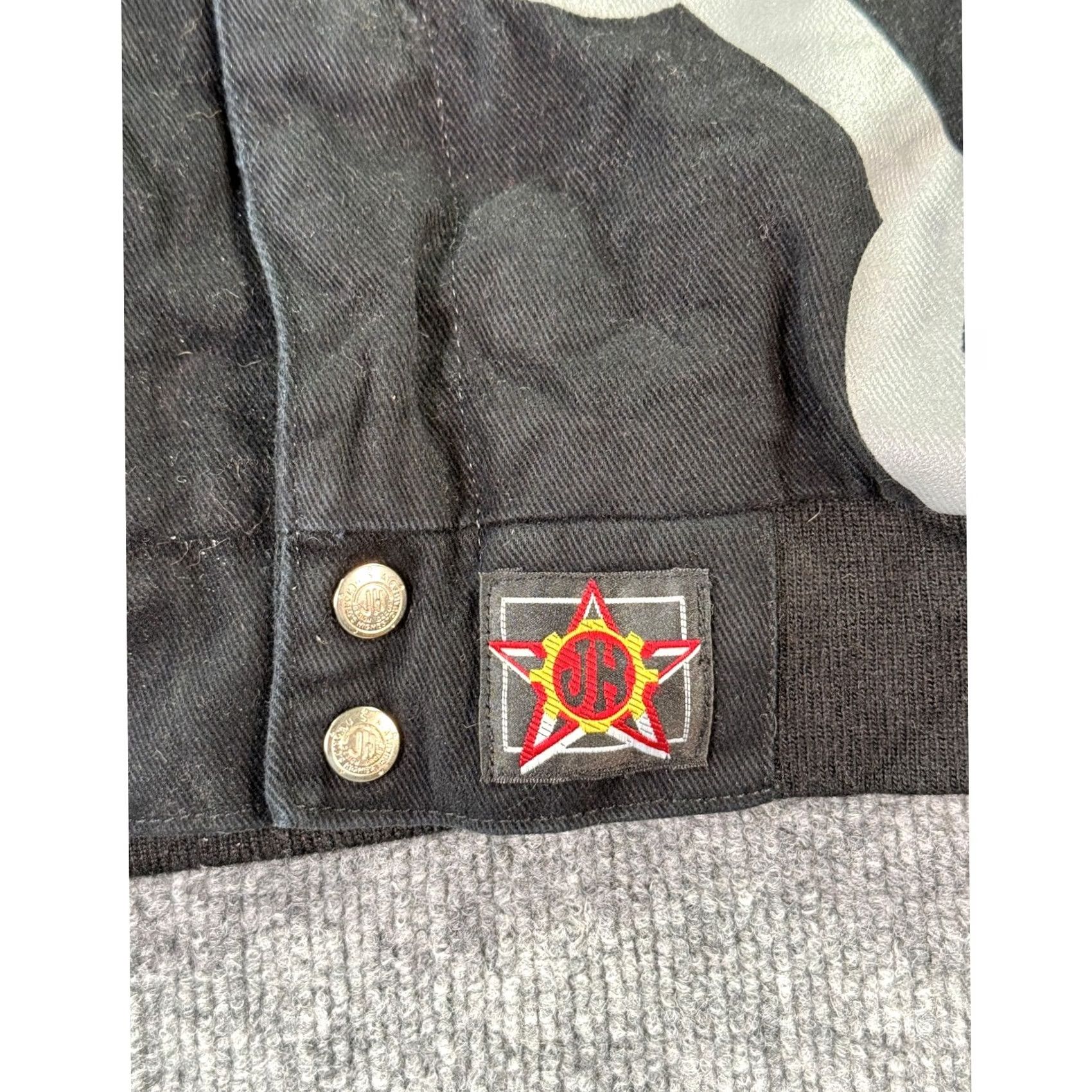 JH Design VINTAGE JH Design Superman Jacket Mens 2XL Black Twill Bomber Jacket Embroidered Chain Graphic Size US XXL / EU 58 / 5 - 2 Thumbnail