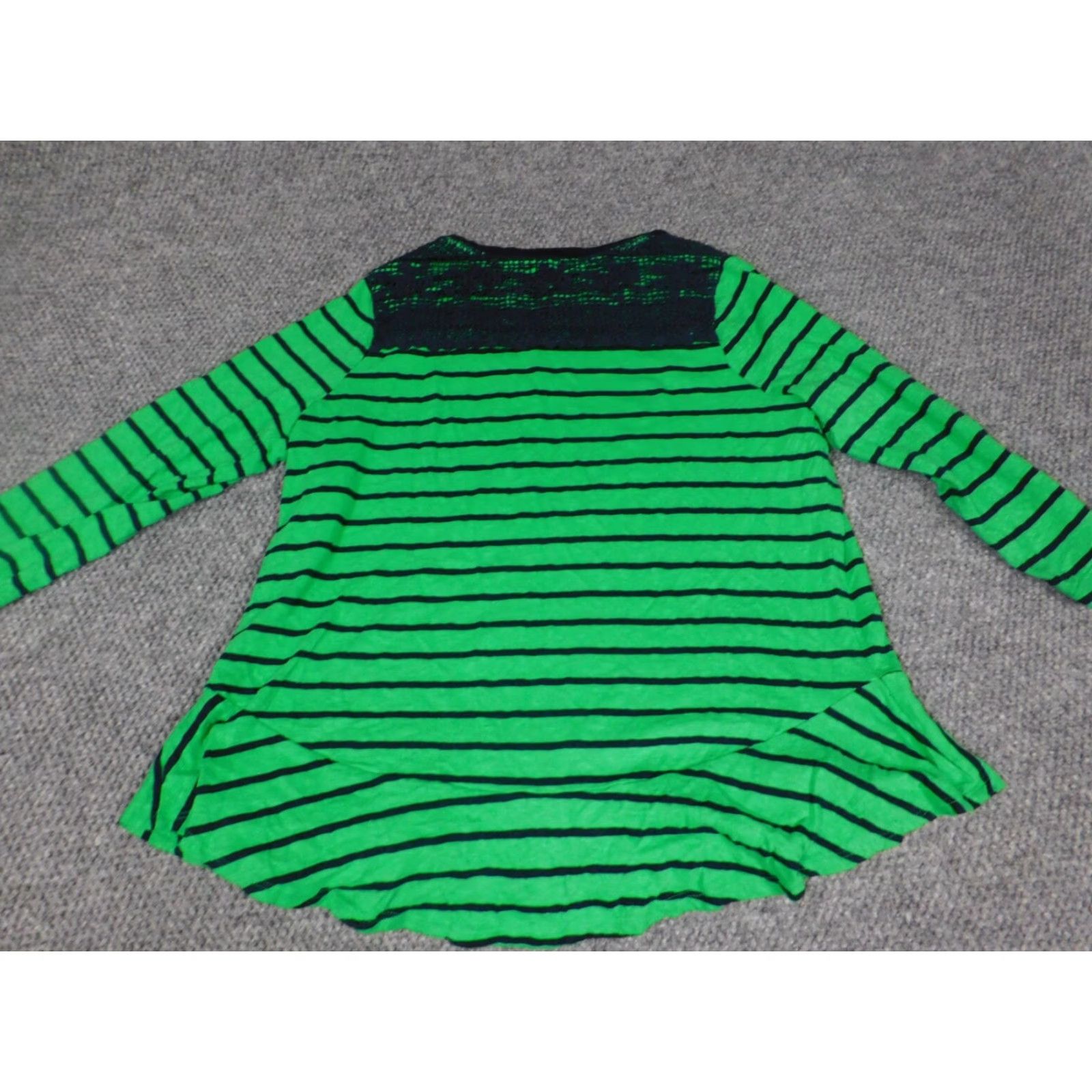 Vintage Crown & Ivy Blouse 1X Plus Green Striped Knit Crew Neck Pullover 3/4 Sleeve Casual Womens Size XL / US 12-14 / IT 48-50 - 7 Thumbnail