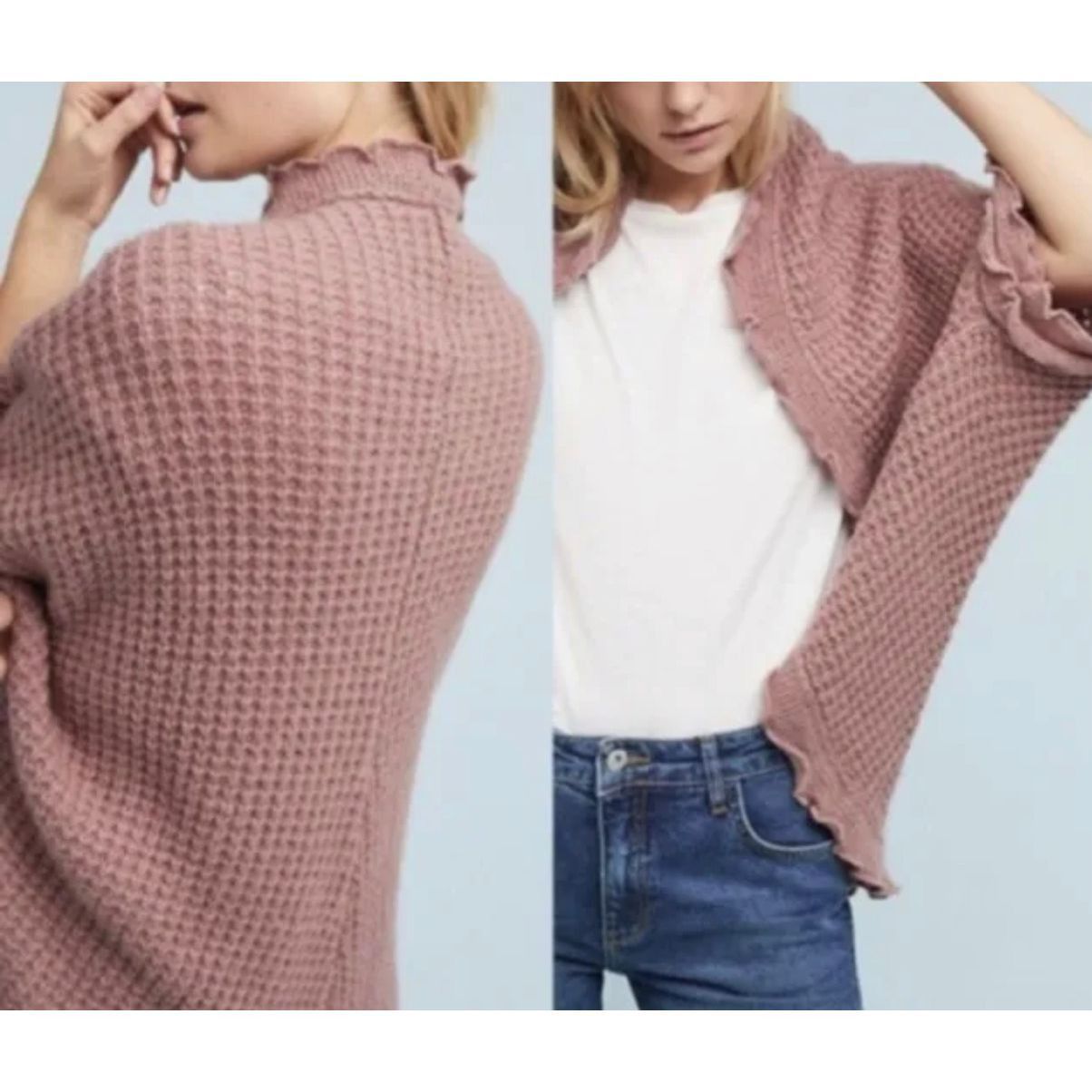 Anthropologie Anthropologie moth cardigan sweater scalloped edge waffle kn Size S / US 4 / IT 40 - 1 Thumbnail