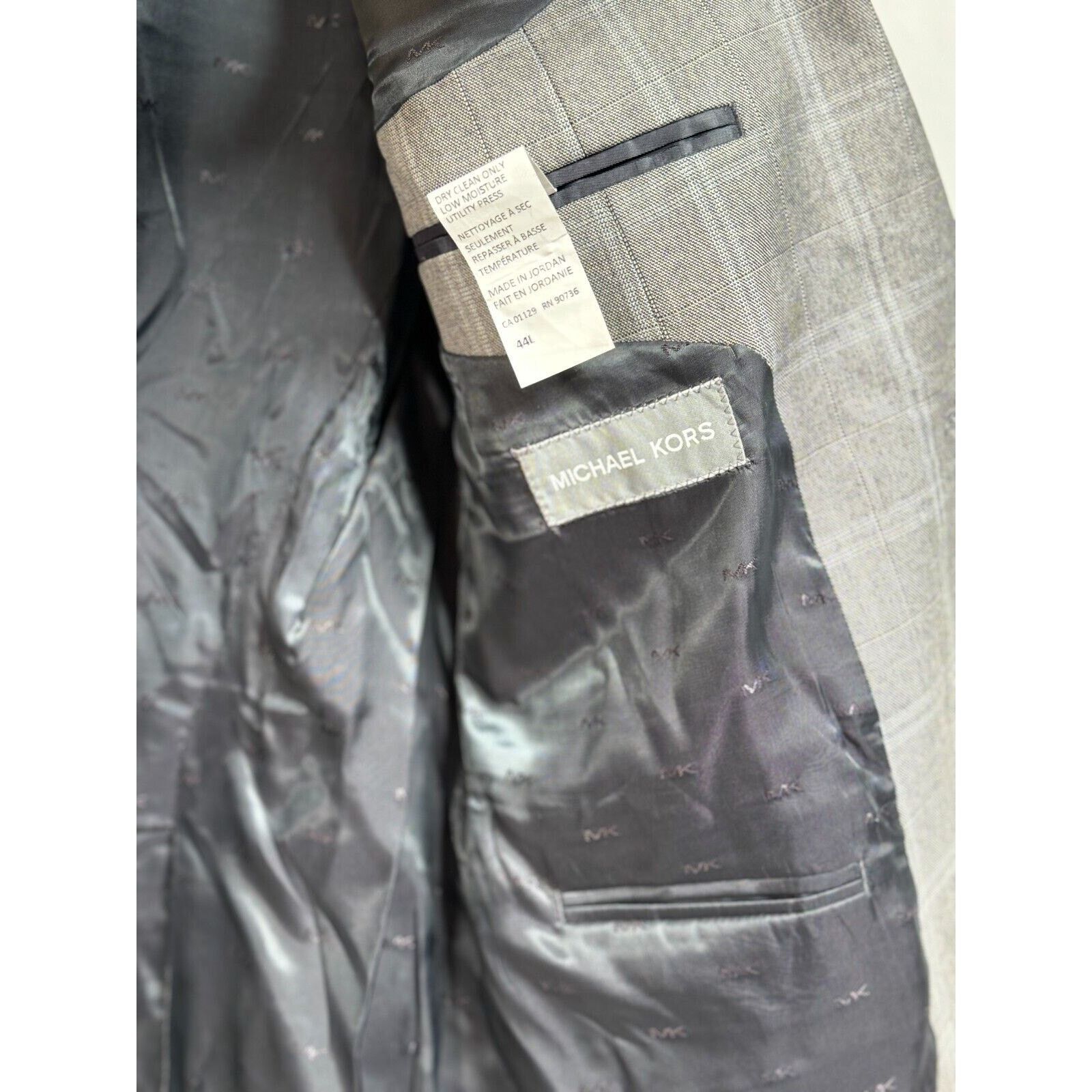 Michael Kors Michael Kors Light Gray Windowpane Blazer Sport Coat 44L Size 44L - 3 Thumbnail