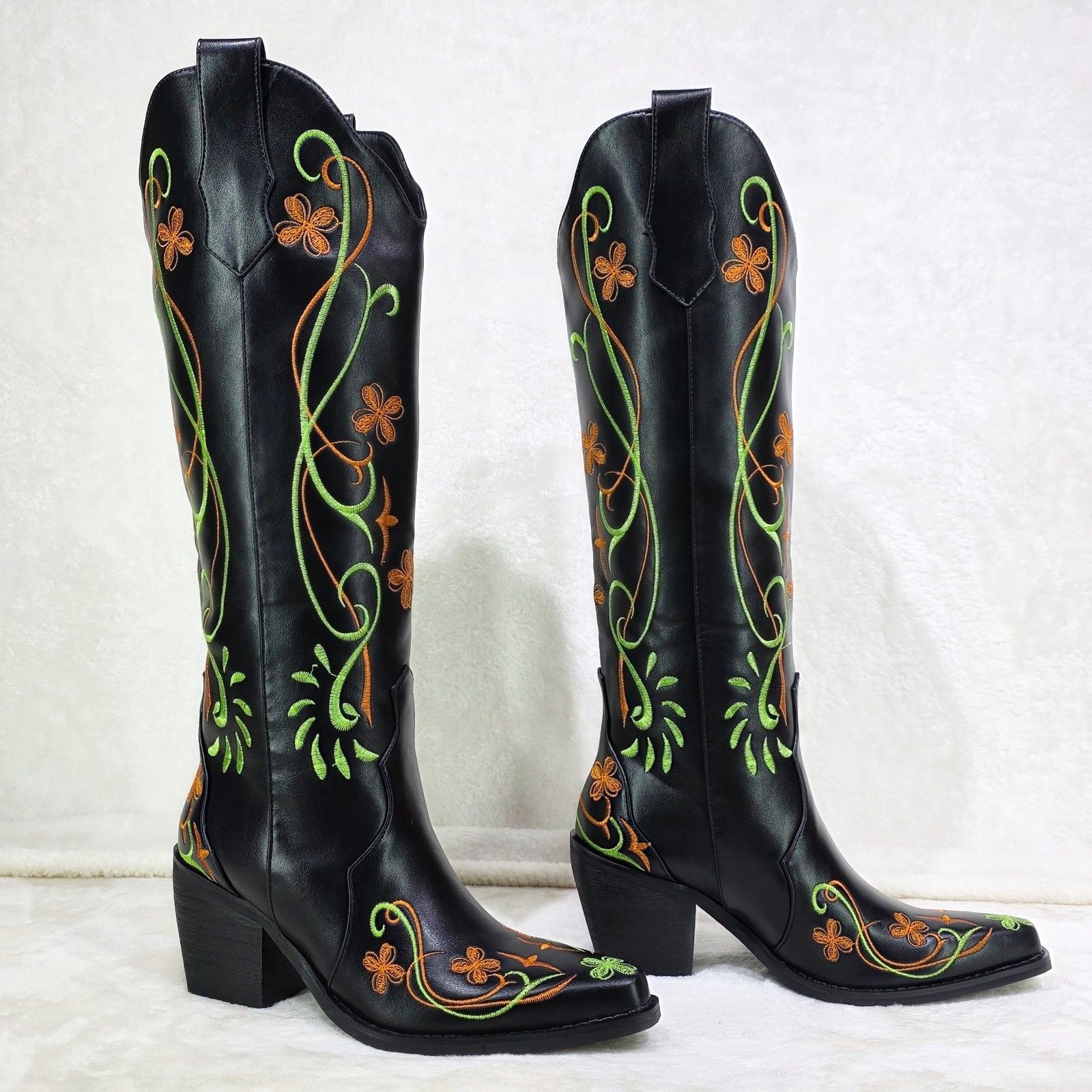 Other Loretta Green Orange Embroidery Country Western Cowgirl Knee Size US 7 / IT 37 - 4 Thumbnail