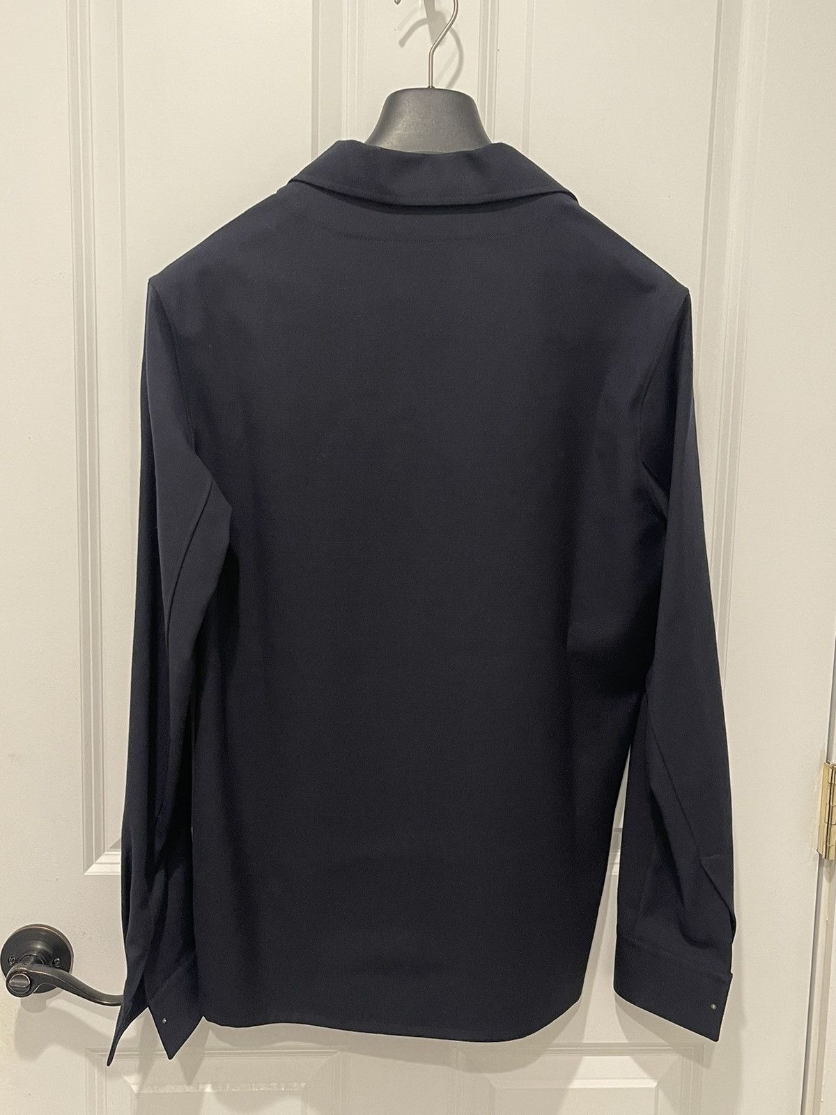 Lanvin Navy Blue Virgin Wool Half Zip Long Sleeve Polo