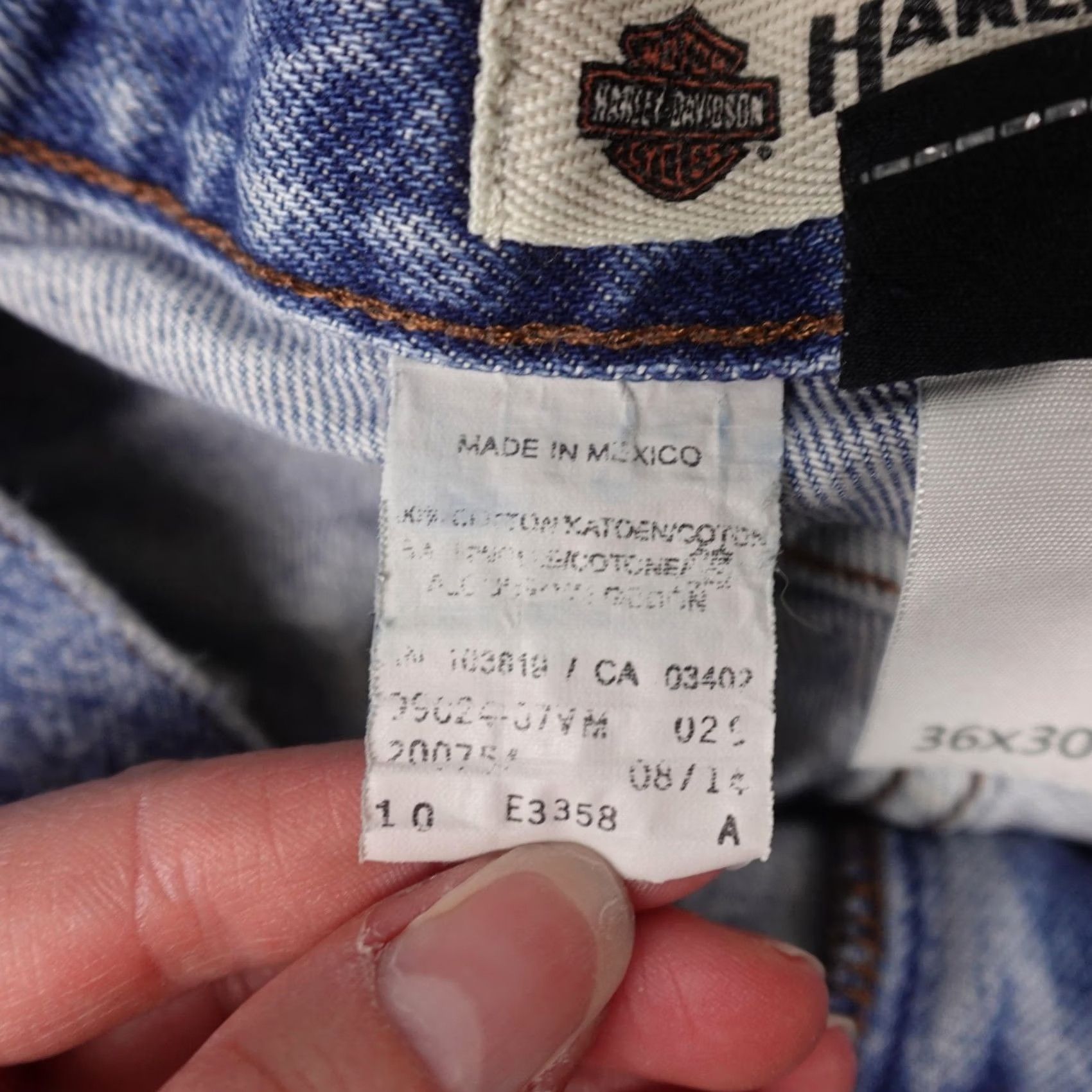 Harley Davidson Harley-Davidson Jeans Mens Blue Denim Straight Leg Shield 36x30 Biker Motorcycle Retro Size US 36 / EU 52 - 5 Thumbnail