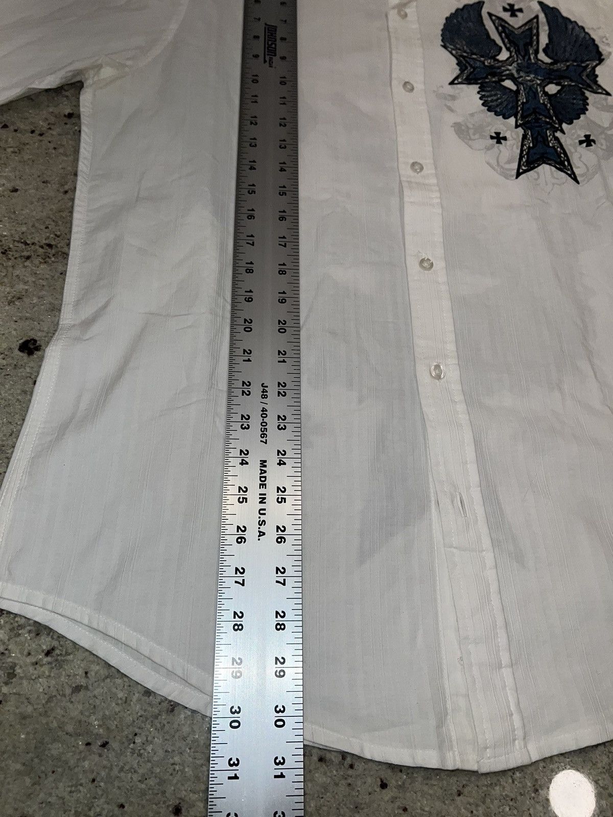 Helix Helix Y2K Cross Wings White Button Up Shirt Size Mens Large Size US L / EU 52-54 / 3 - 6 Thumbnail