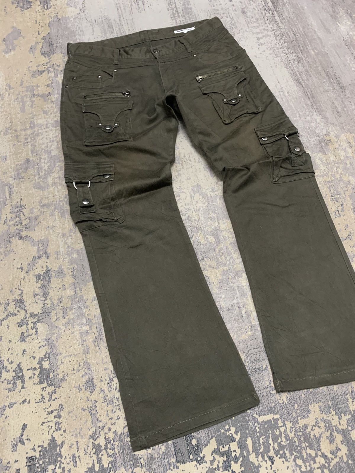 If Six Was Nine Semantic Design Cyber Y2K Bondage Flare Cargo Pants Size US 32 / EU 48 - 4 Thumbnail