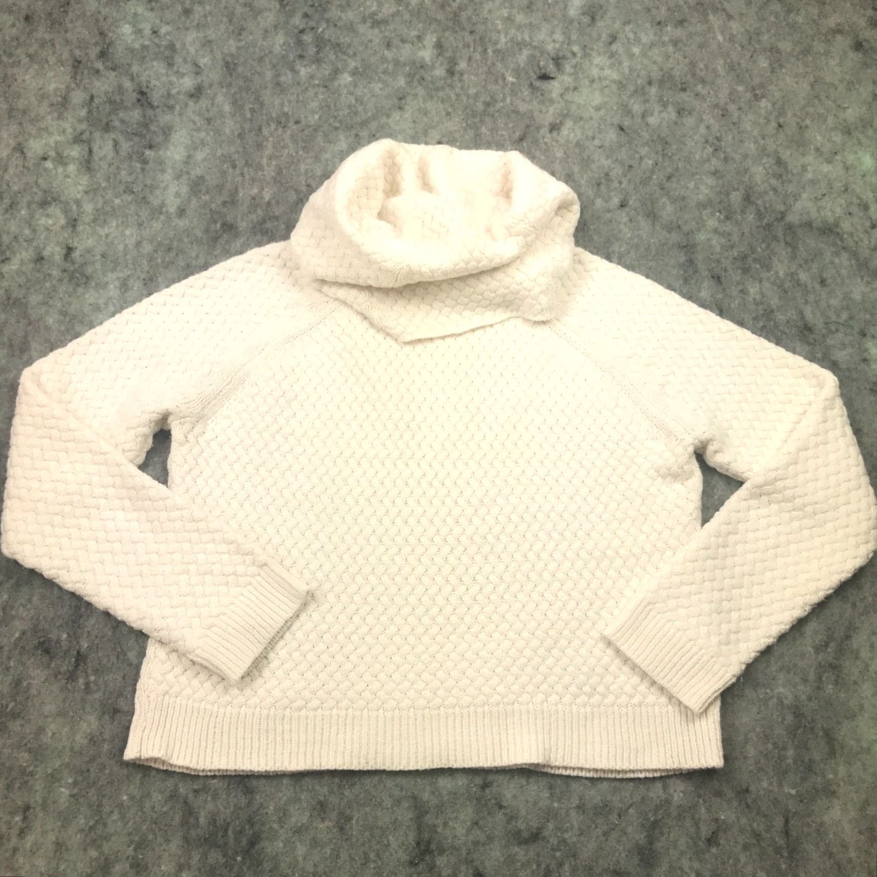 Vintage New York & Company Sweater Shirt Large White Basket Weave Knit Cowl Neck Pullover Womens Fall Winter Spring Size L / US 10 / IT 46 - 4 Thumbnail