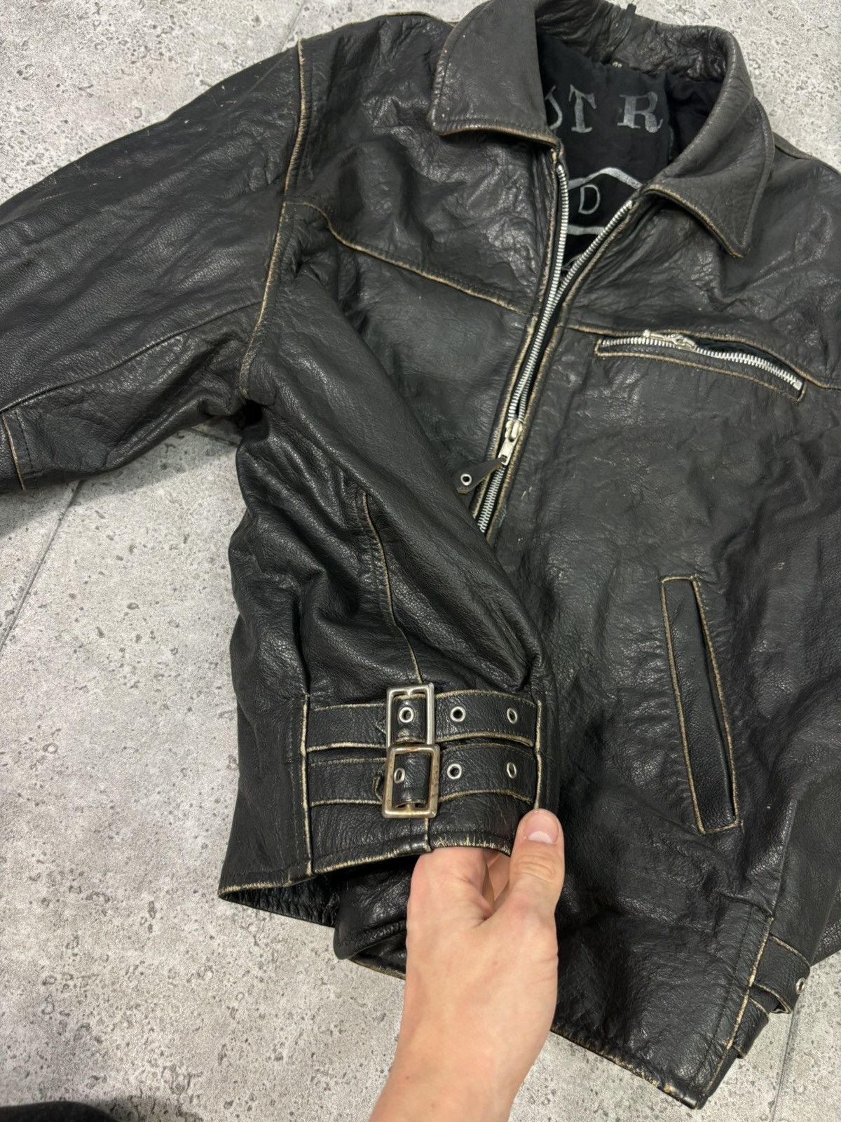 Japanese Brand Archive 2000s Distressed Faded Leather Jacket Avant Garde Size US M / EU 48-50 / 2 - 6 Thumbnail