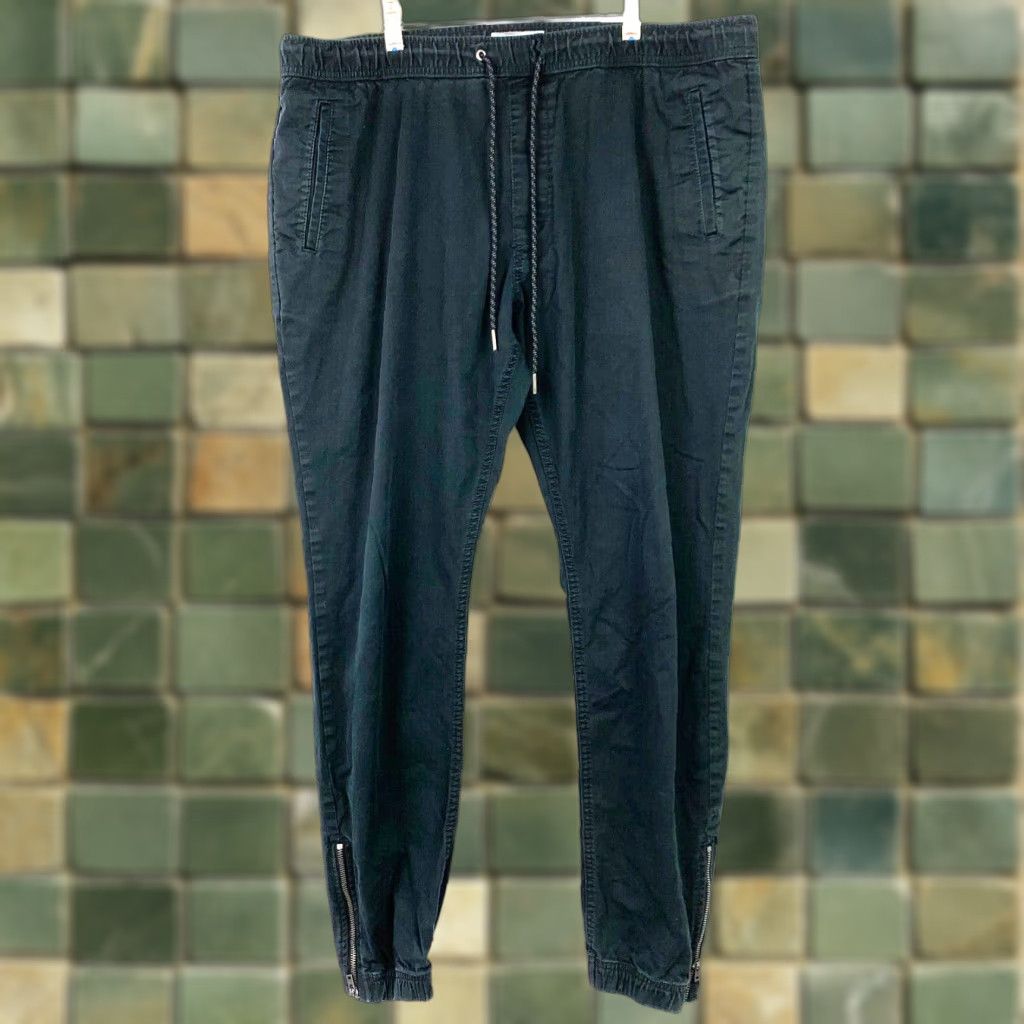 Express Express Jogger Pants Men's 36 Slim Skinny Elastic Drawstring Zip Cuff Black Cotton Spandex 28in Inseam 11 Rise Size US 36 / EU 52 - 1 Thumbnail