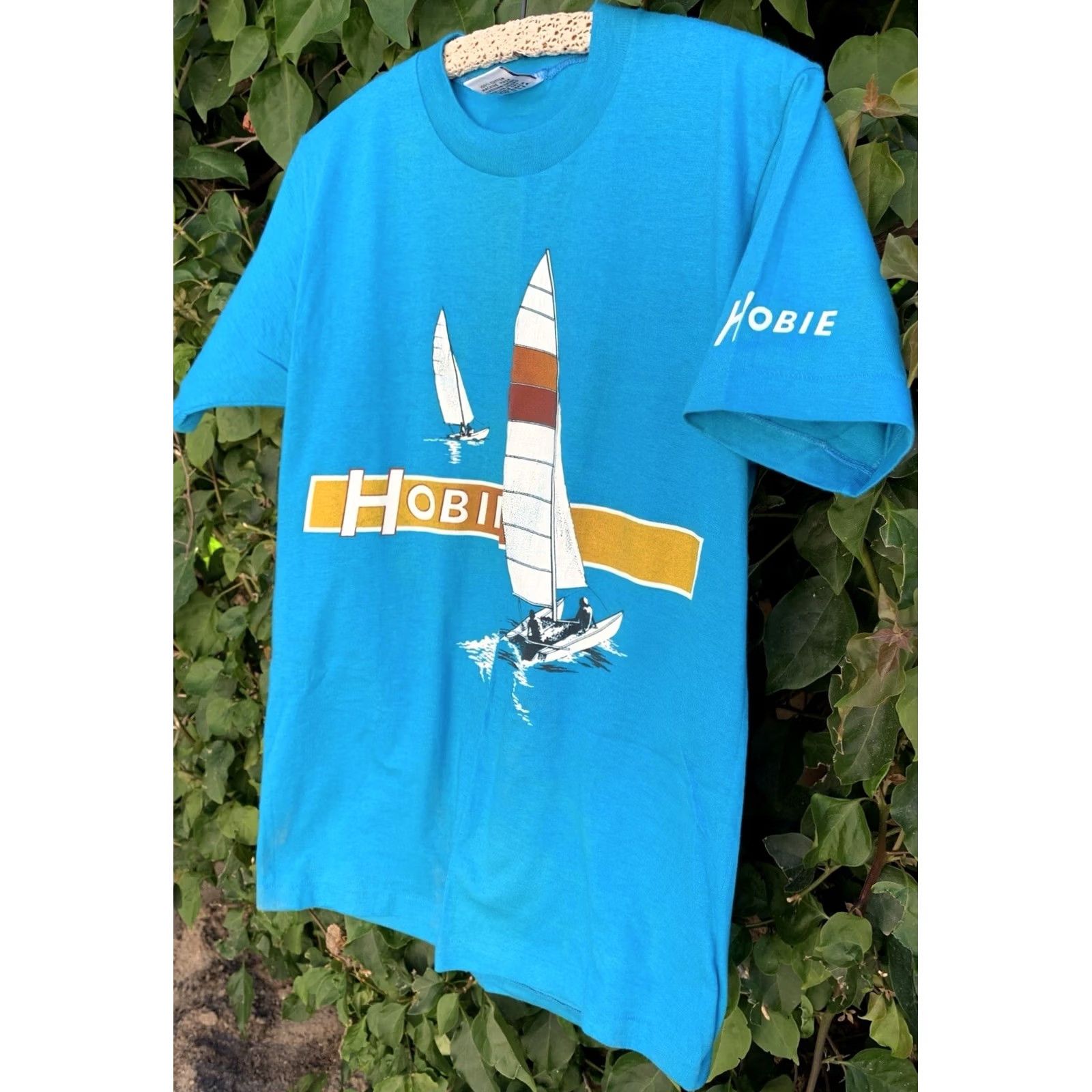 Vintage VINTAGE Hobie T Shirt Graphic Tee Cotton Made In USA Size M Medium Blue 1980s Mens Size US M / EU 48-50 / 2 - 2 Thumbnail