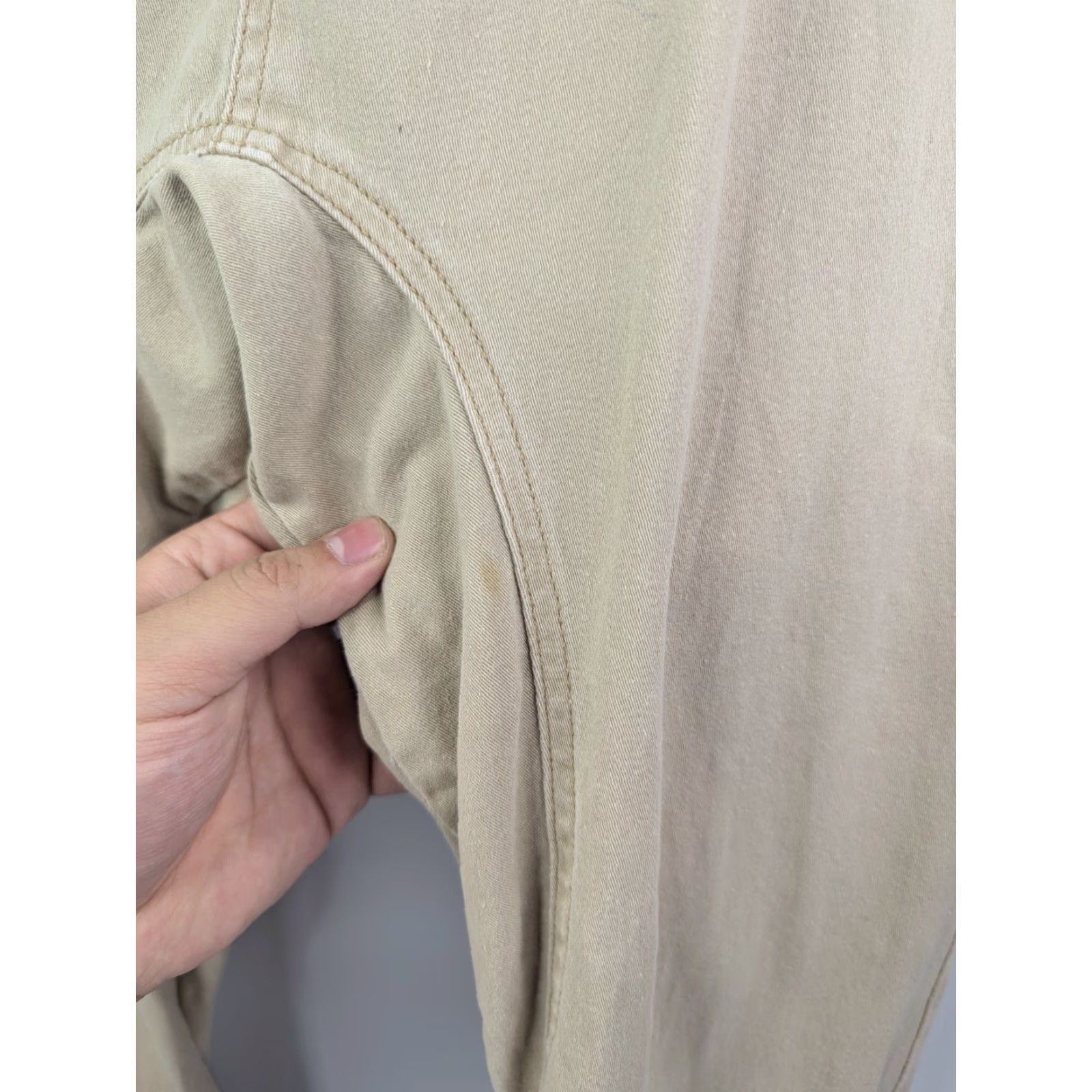 Vintage WT02 Jogger Pants Men XL Beige Khaki Elastic Drawstring Straight Inseam 30in Front Flat Front Cotton Blend Slashed Pocket Casual Workwear Vintage No Size US 36 / EU 52 - 4 Thumbnail