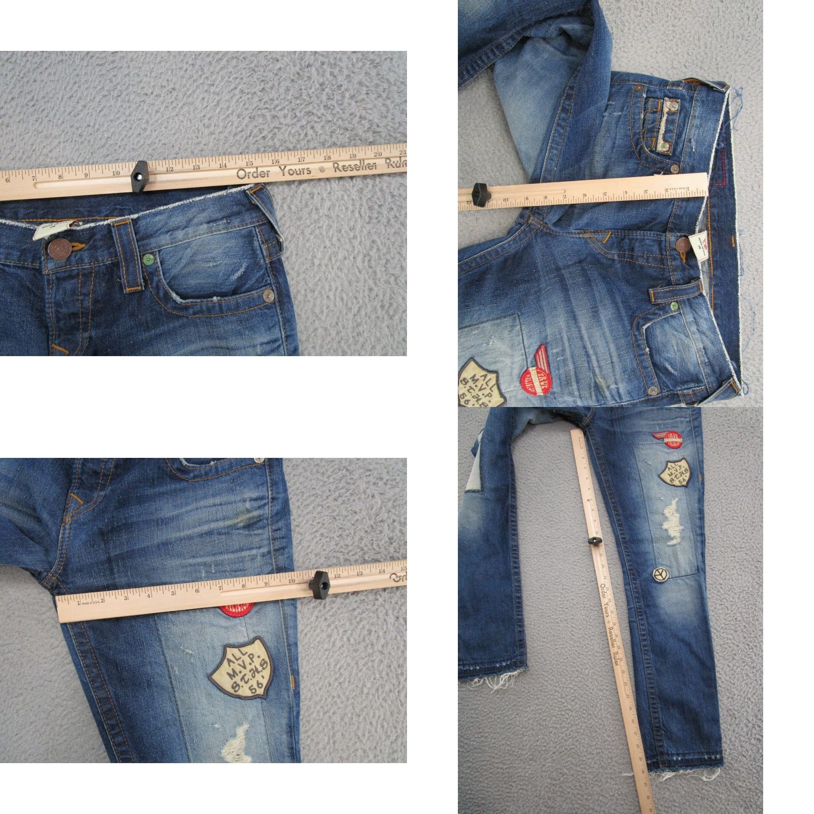 True Religion True Religion Jeans Patch Patchwork Denim Button Fly Raw Hem Size 26 USA Men’s Skinny Blue 30 Inseam Size US 26 / EU 42 - 8 Thumbnail