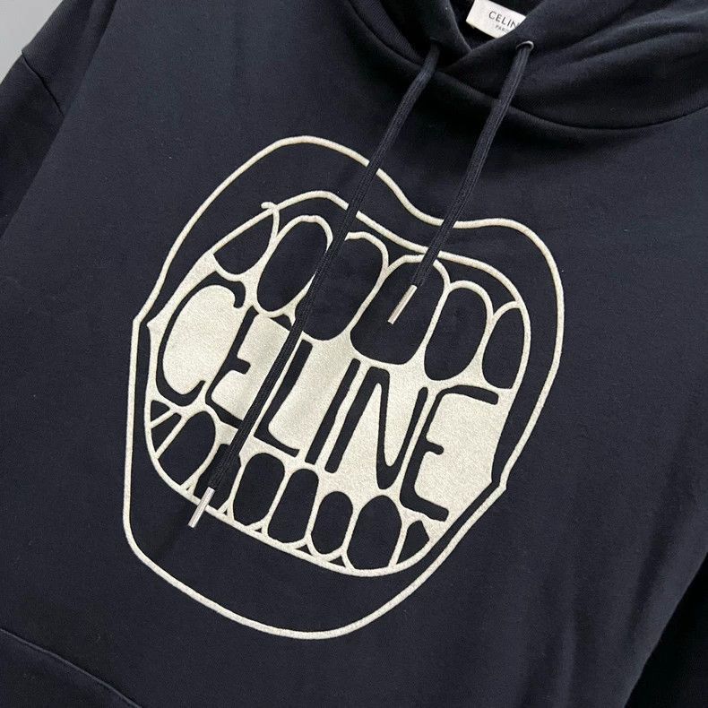 Celine Celine Logo Print Hoodie in Black Size US M / EU 48-50 / 2 - 3 Thumbnail