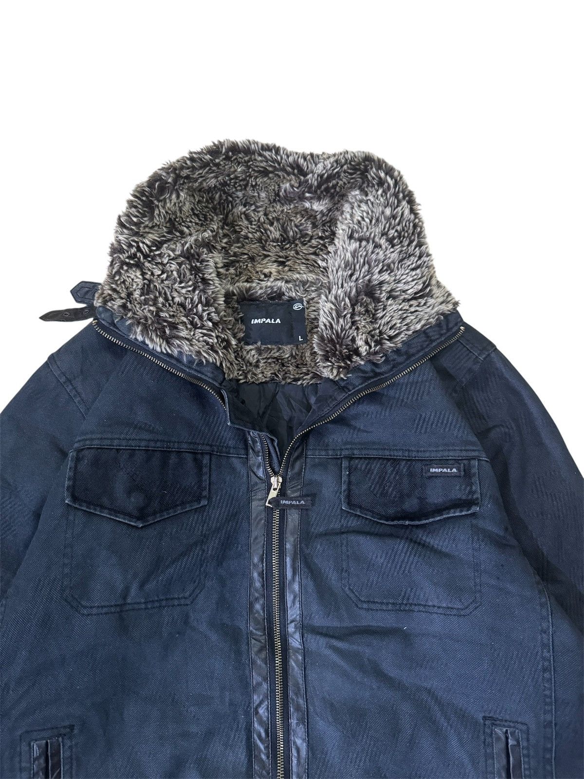 Le Grande Bleu (L.G.B.) IMPALA BLACK WASH FAUX FUR STUDDED JACKET Size US L / EU 52-54 / 3 - 3 Thumbnail