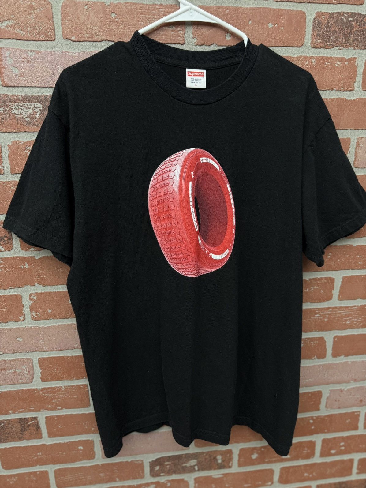 Supreme Supreme Black Tire Tee Shirt Size Large Pre Owned 🧼 Size US L / EU 52-54 / 3 - 2 Thumbnail