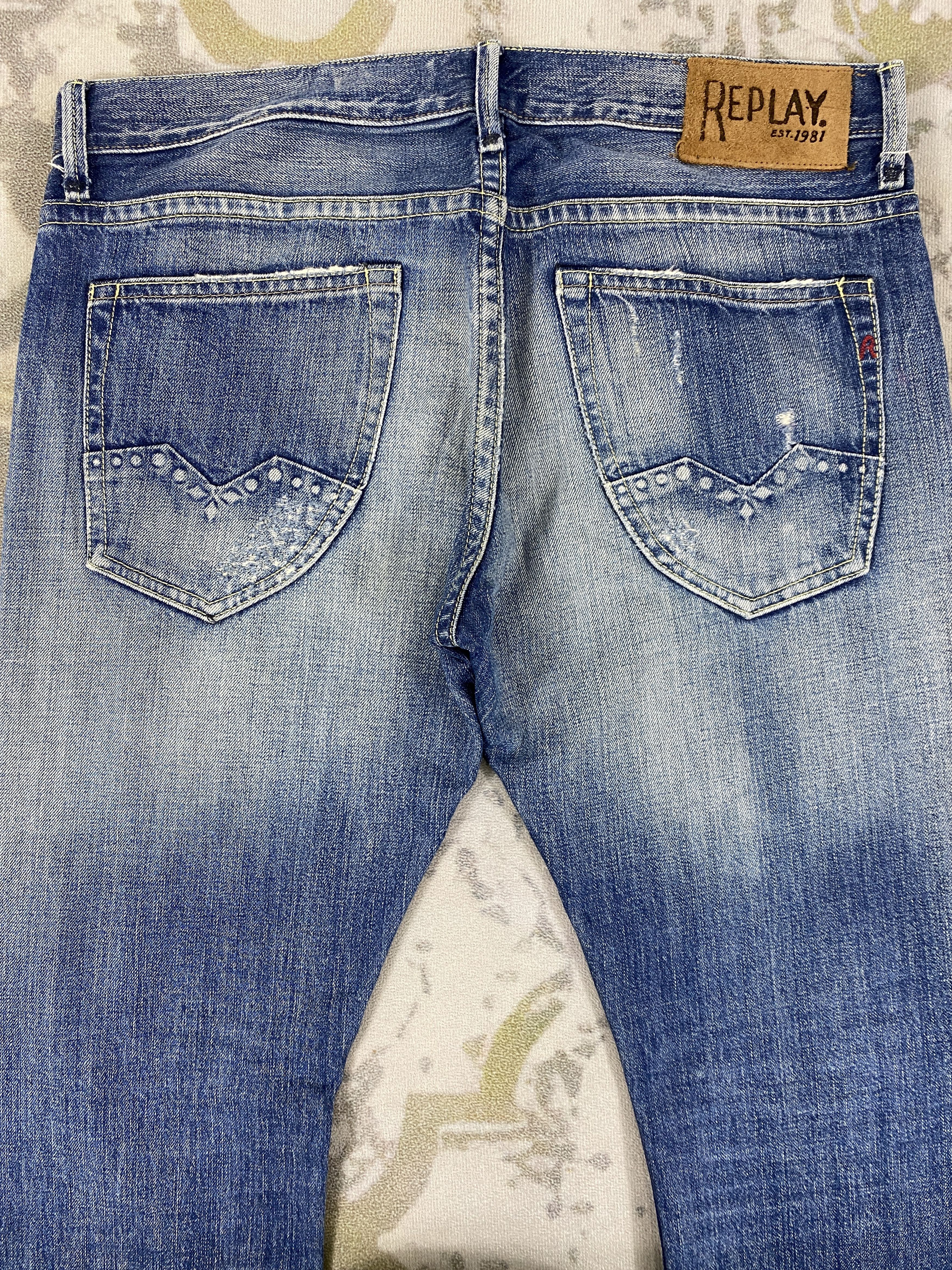 Le Grande Bleu (L.G.B.) Faded Blue Vintage Replay Jeans 35x32 Denim- JN3594 Size US 35 - 4 Thumbnail