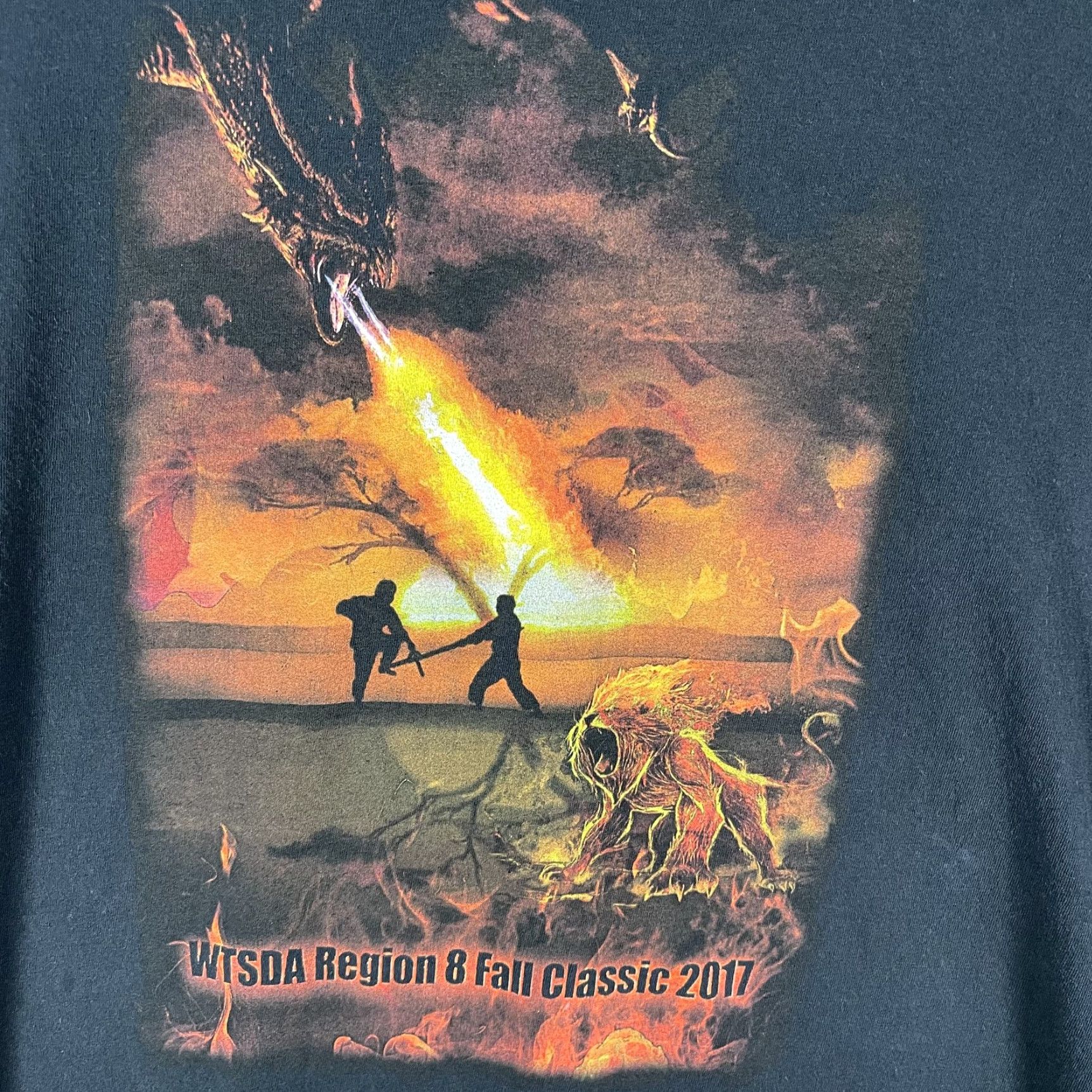 Fruit Of The Loom Fruit Of The Loom Shirt Mens Small Black Tang Soo Do Region 8 Fall Classic 2017 S Black Dragon Tournament Graphic Print Long Sleeve T-Shirt Mens Size US S / EU 44-46 / 1 - 3 Thumbnail