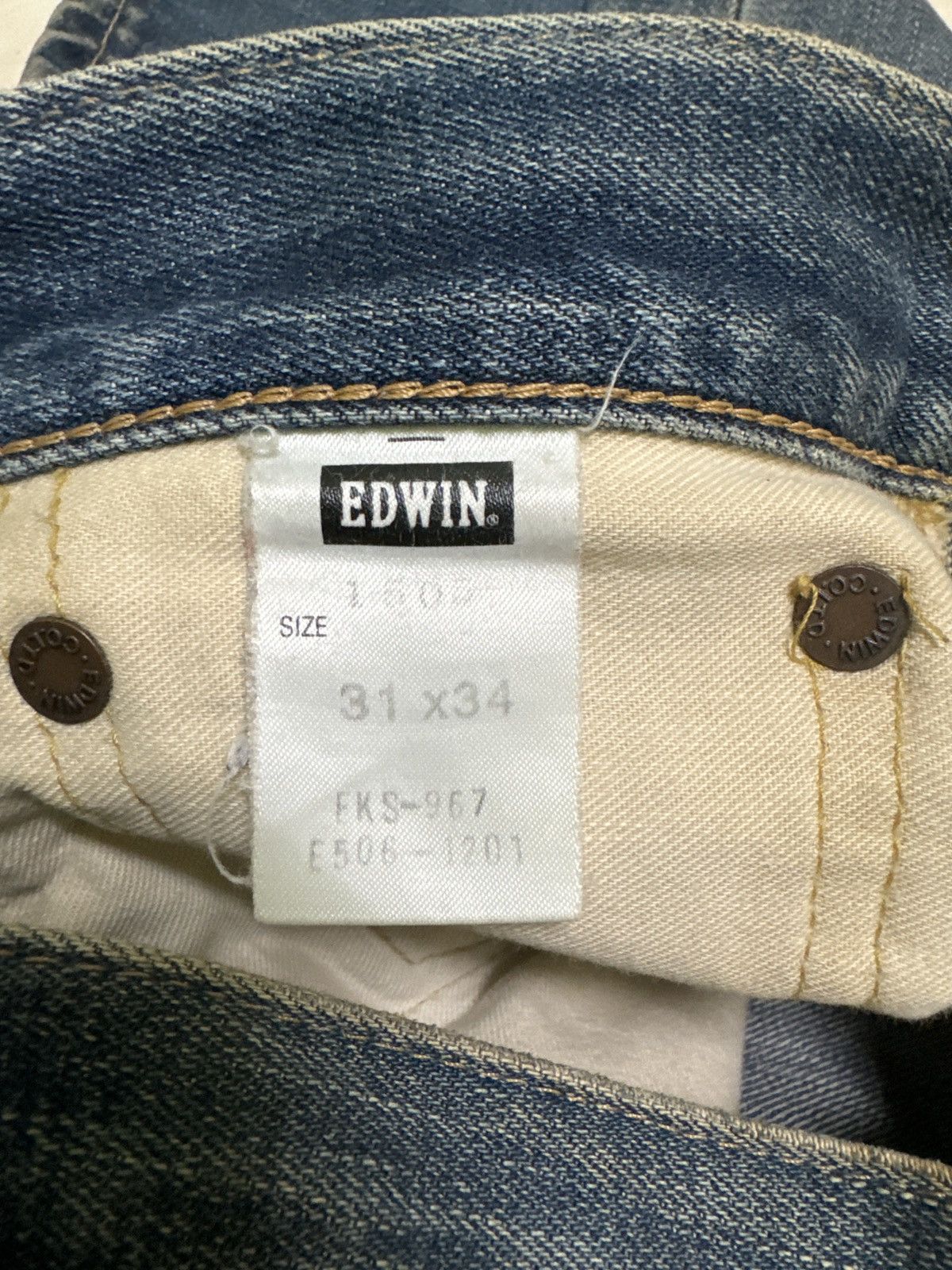 Edwin Vintage Edwin 505 Mud Wash Distressed Selvedge Jeans Size US 31 - 17 Thumbnail