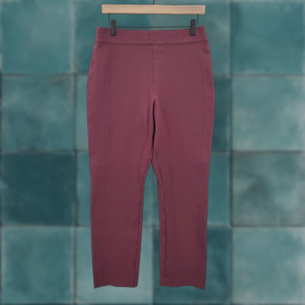 Spanx Spanx Pants Womens Large Burgundy Ponte Knit Pull On Ankle Skinny Back Pockets Size 36" / US 14 / IT 50 - 1 Thumbnail